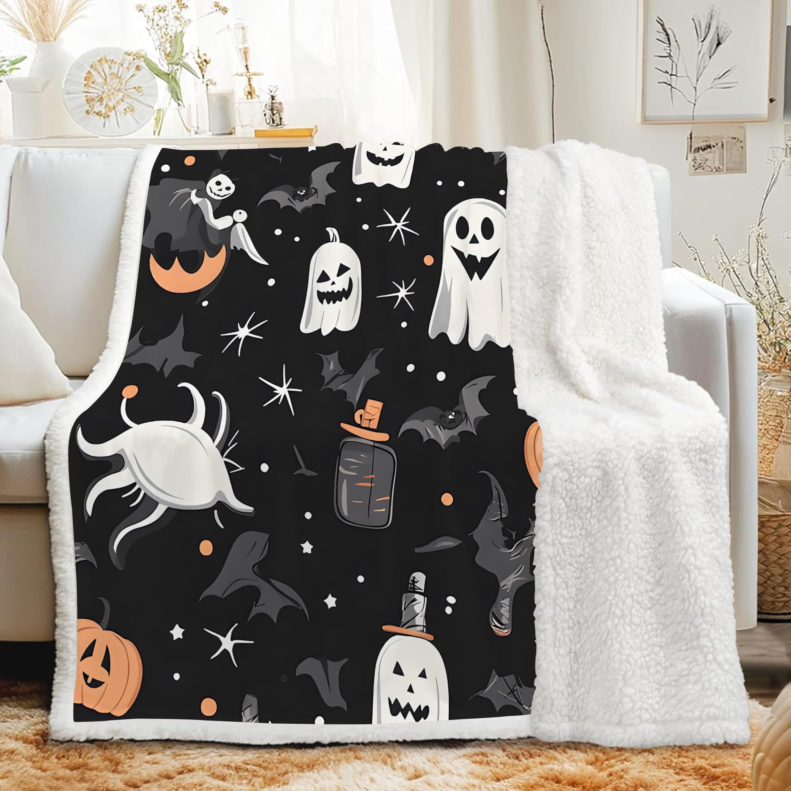 Couverture Sherpa à motif Halloween le cadeau réconfortant