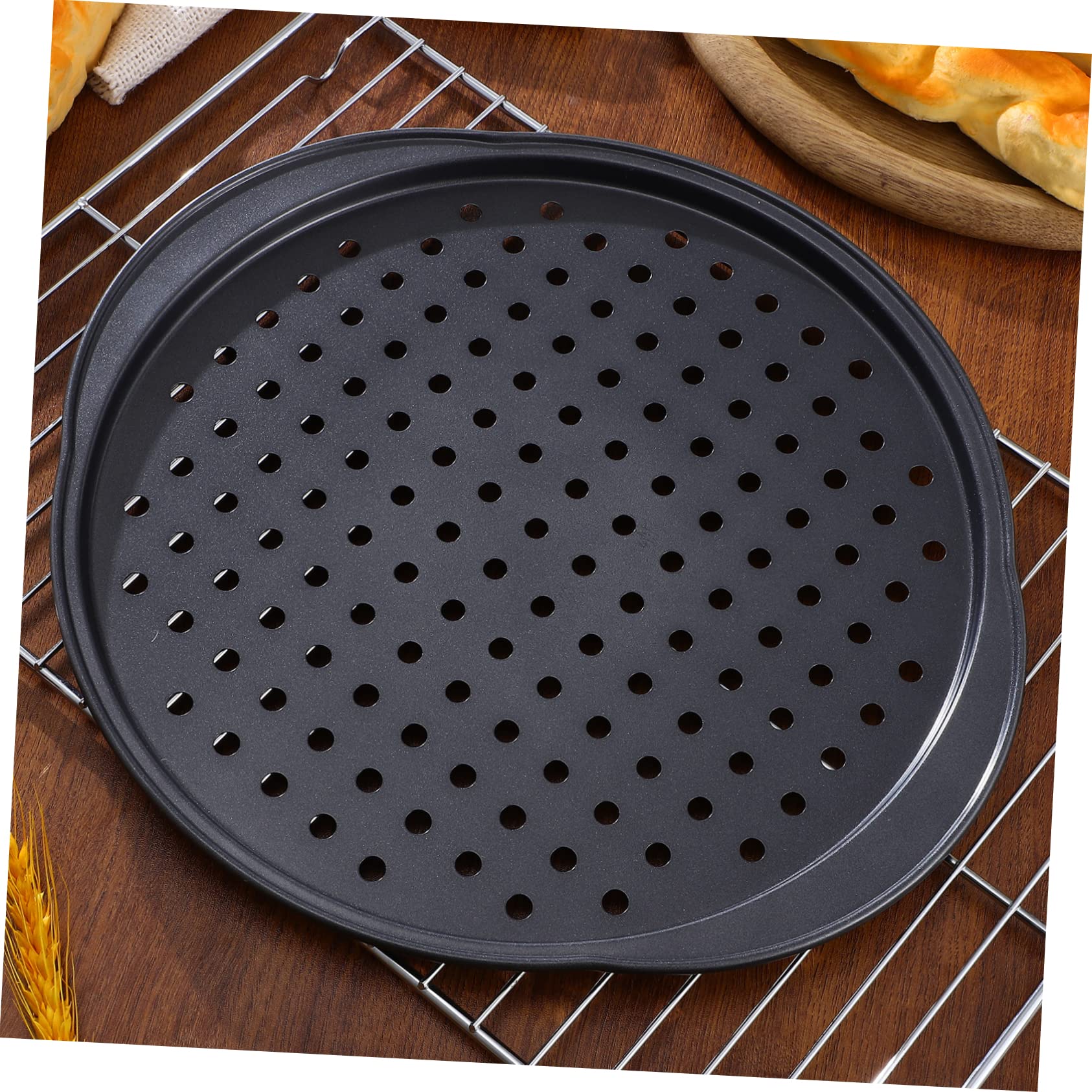 Garneck Pizzableche für Backofen 4 Stück aus Kohlenstoffstahl Schwarz