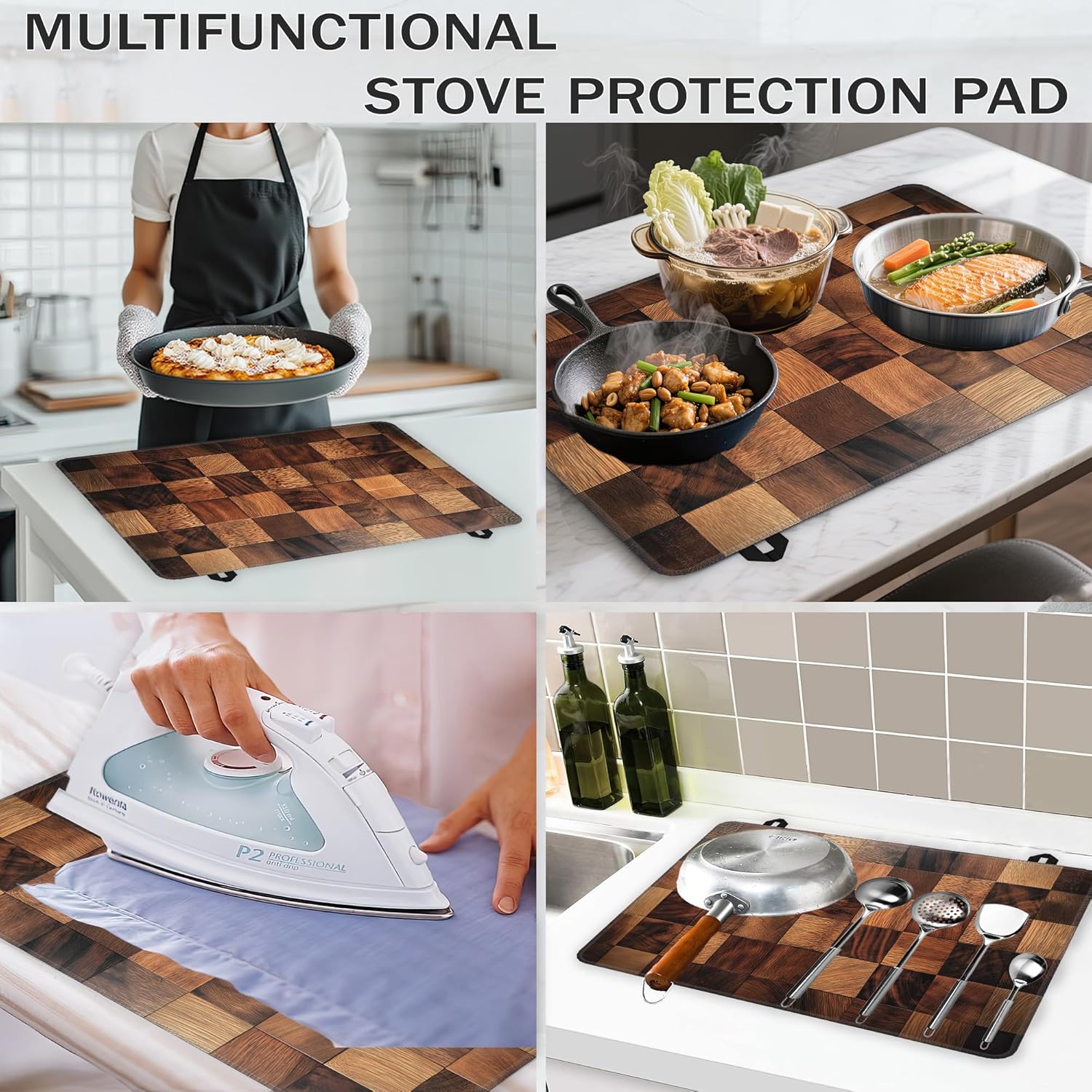 Retro Wood Pattern Stove Top Covers for Electric Stove,Rustic Farmhouse Glass Top Stove Cover, Heat Resistant Range Covers for Electric Stove,Washable Countertop Mat, 28 x 20 Inch