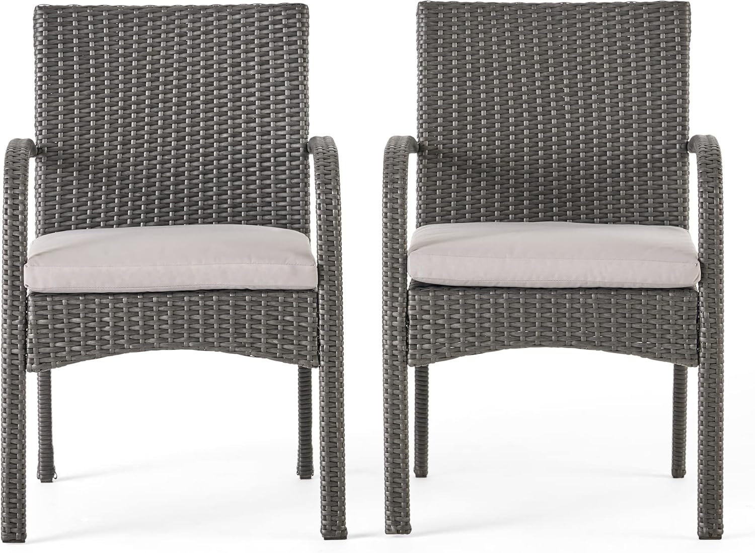 Wicker Patio Chairs Set of 2 - Outdoor Patio Chairs with Armrest, Porch Chairs with Soft Removable Cushions, Wicker Outdoor Chairs for Garden, Pool, Backyard, Lawn, Porch