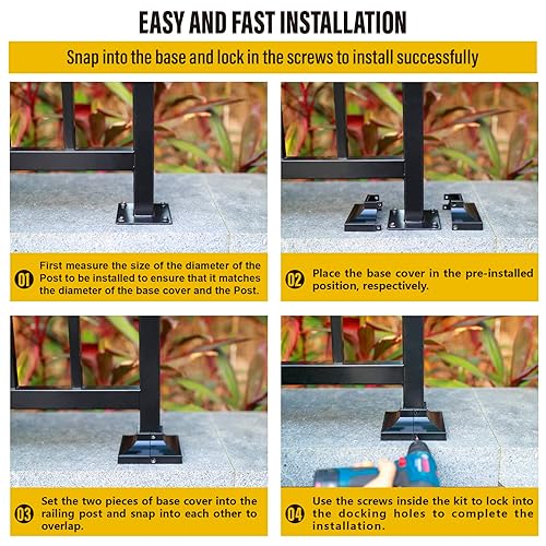 Miniatura 5 de 2 cubiertas de aluminio para base de poste de cubierta de poste de 1.5 pulgadas, falda de poste, barandilla, escalera, porche, cubierta de soportes