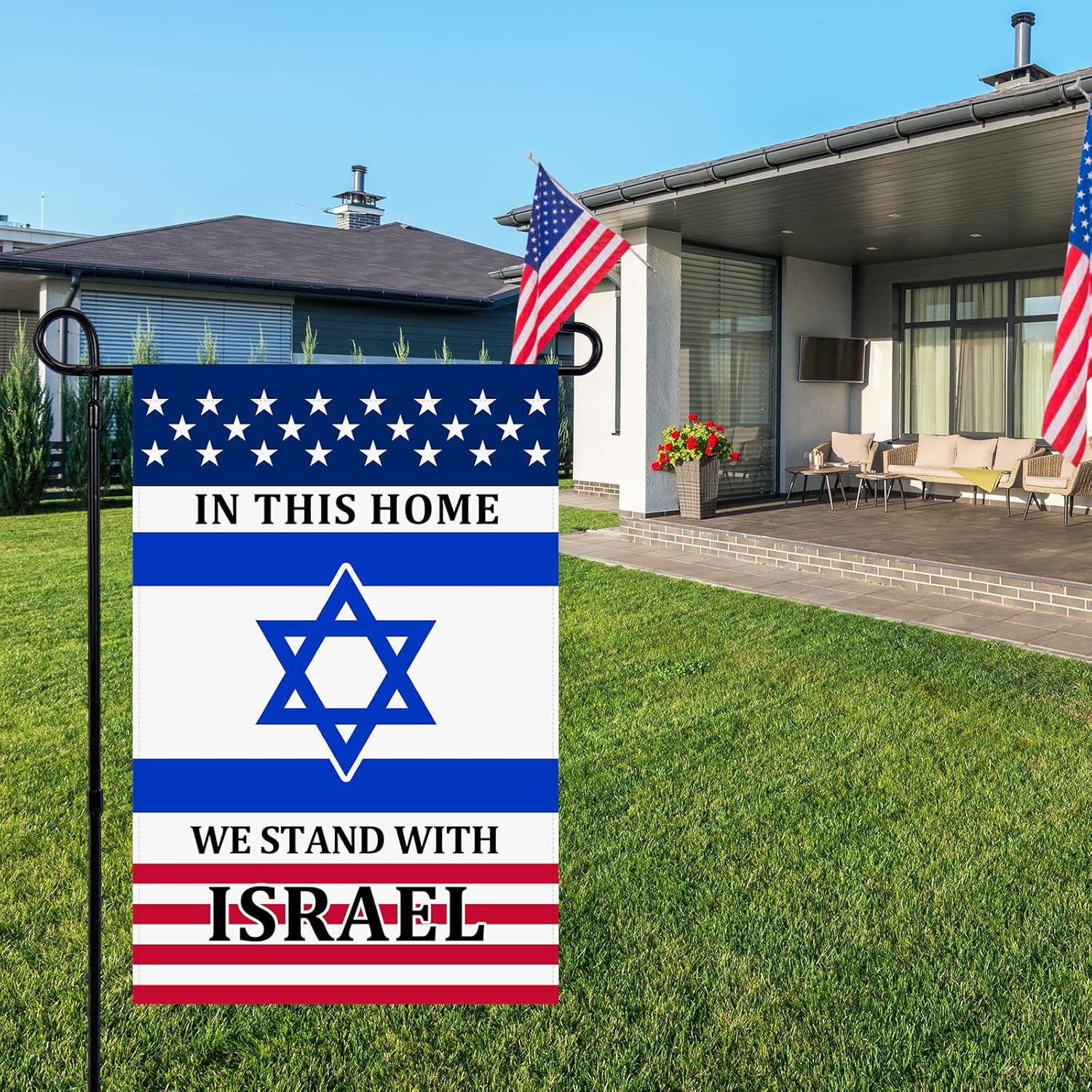 Israel Garden Flag - US Flag We Stand With Israel 12x18inch Double Sided Home Decor Sign for Yard & Outdoor Use (Red) - Image 7