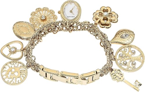 Miniatura 3 de Anne Klein 10-8096CHRM - Reloj de pulsera con dije en tono dorado con cristal de alta calidad para mujer Caja ovalada en tono dorado 108096CHRM