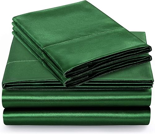 Miniatura 165 de SiinvdaBZX - Juego de sábanas de satén de tamaño individual, 3 piezas ultra sedosas, suaves, de satén verde salvia con bolsillo profundo, 1 sábana