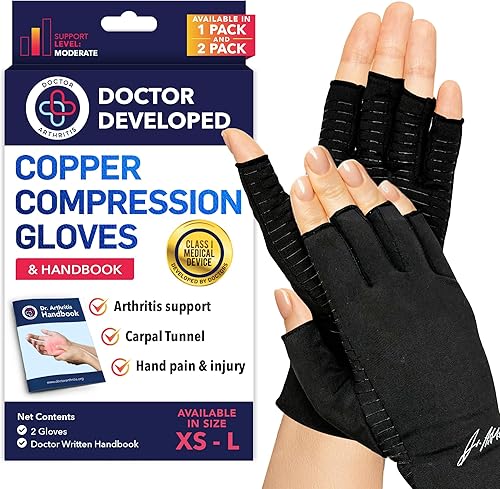 Miniatura 1 de Guantes de cobre desarrollados por médicos para la artritis guantes de compresión para aliviar síntomas de la artritis enfermedad de Raynaud y