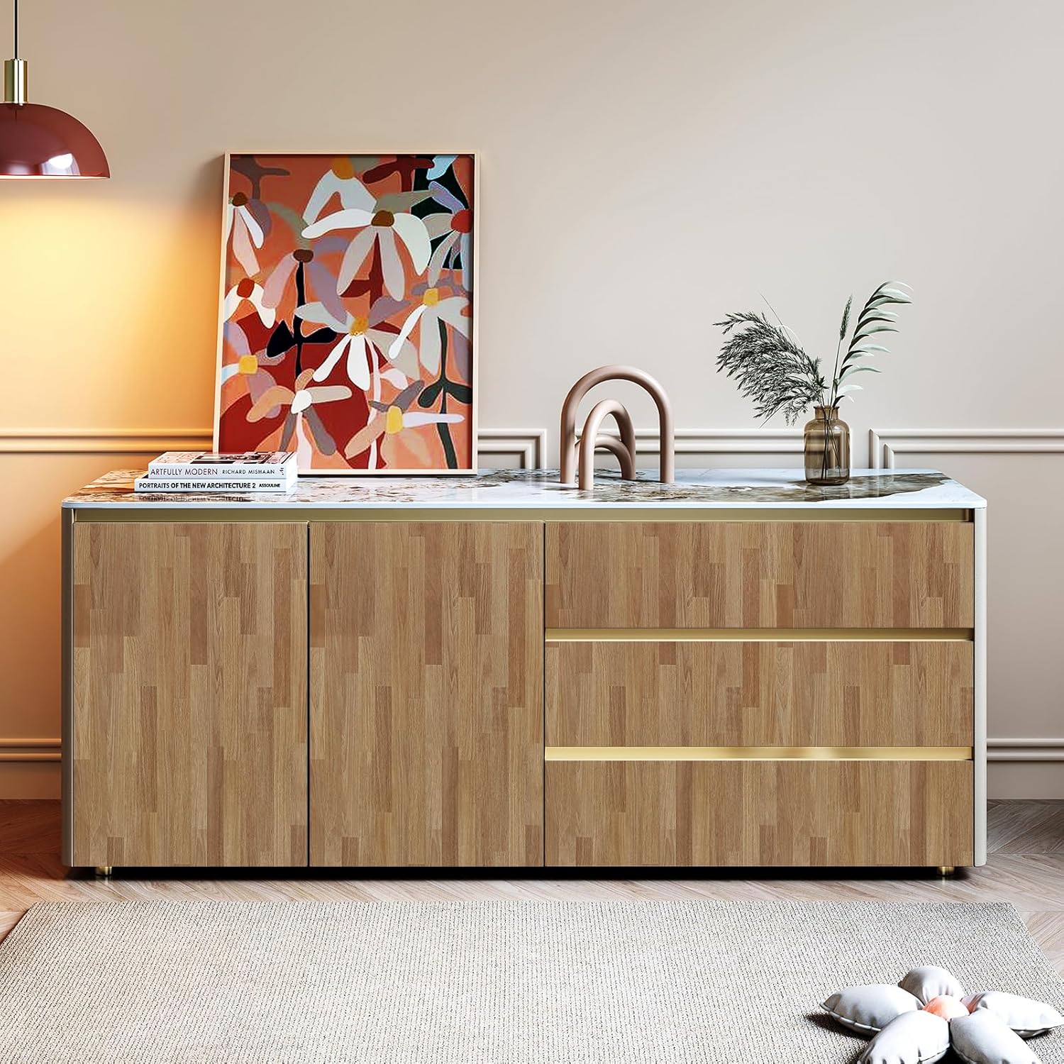 Stickyart 24"x160" Brown Butcher Block Countertop Contact Paper Waterproof Wood Wallpaper Peel and Stick Wood Contact Paper Removable Self Adhesive Wood Grain Contact Paper for Countertops Cabinets