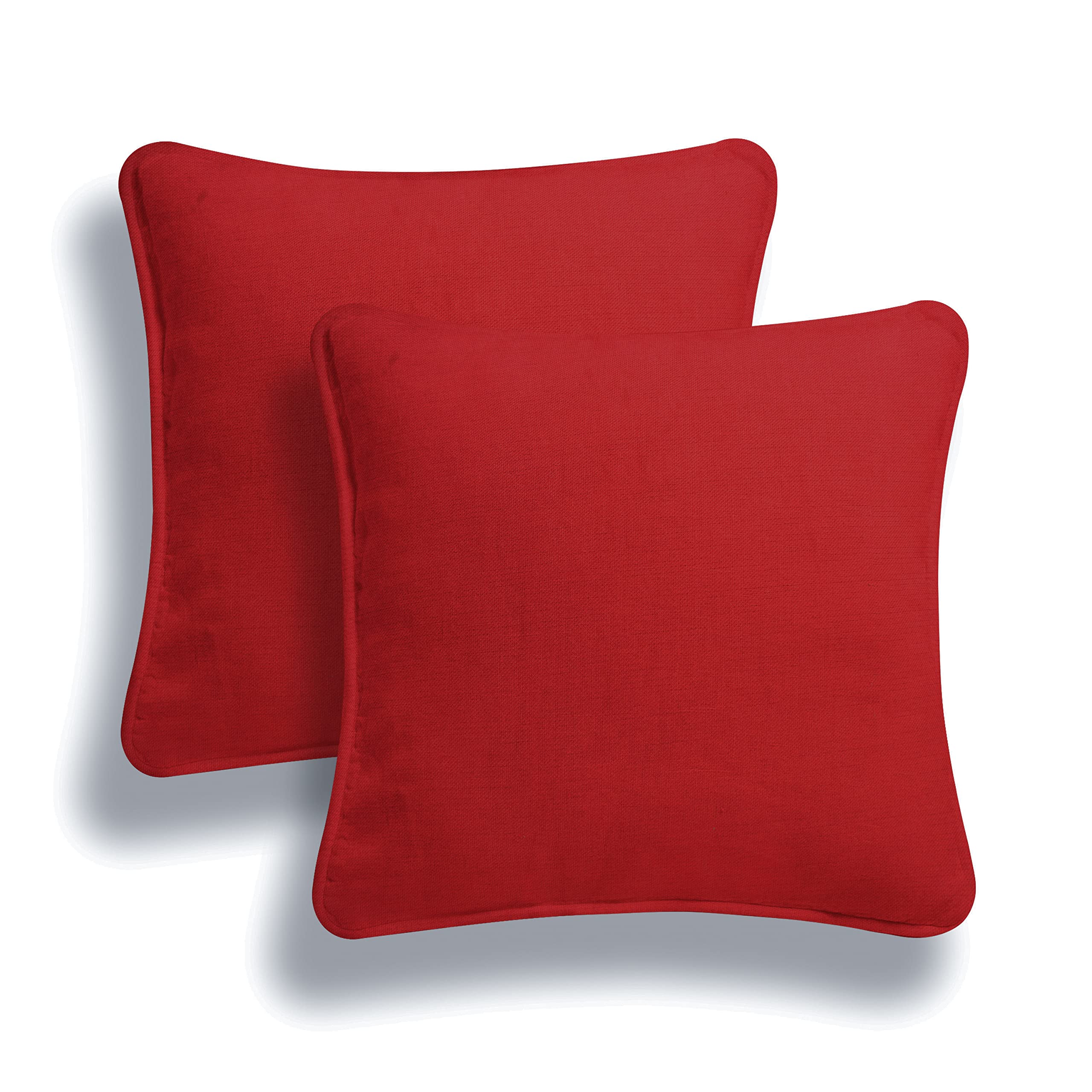 ARLINENS Set of 2 Plain Cotton Cushion Cover Soft Decorative Square Cushion Covers throw Pillow cases, Home Decor Decoration For Sofa couch Bed & Chair With Invisible Zipper in (18x18, Red)