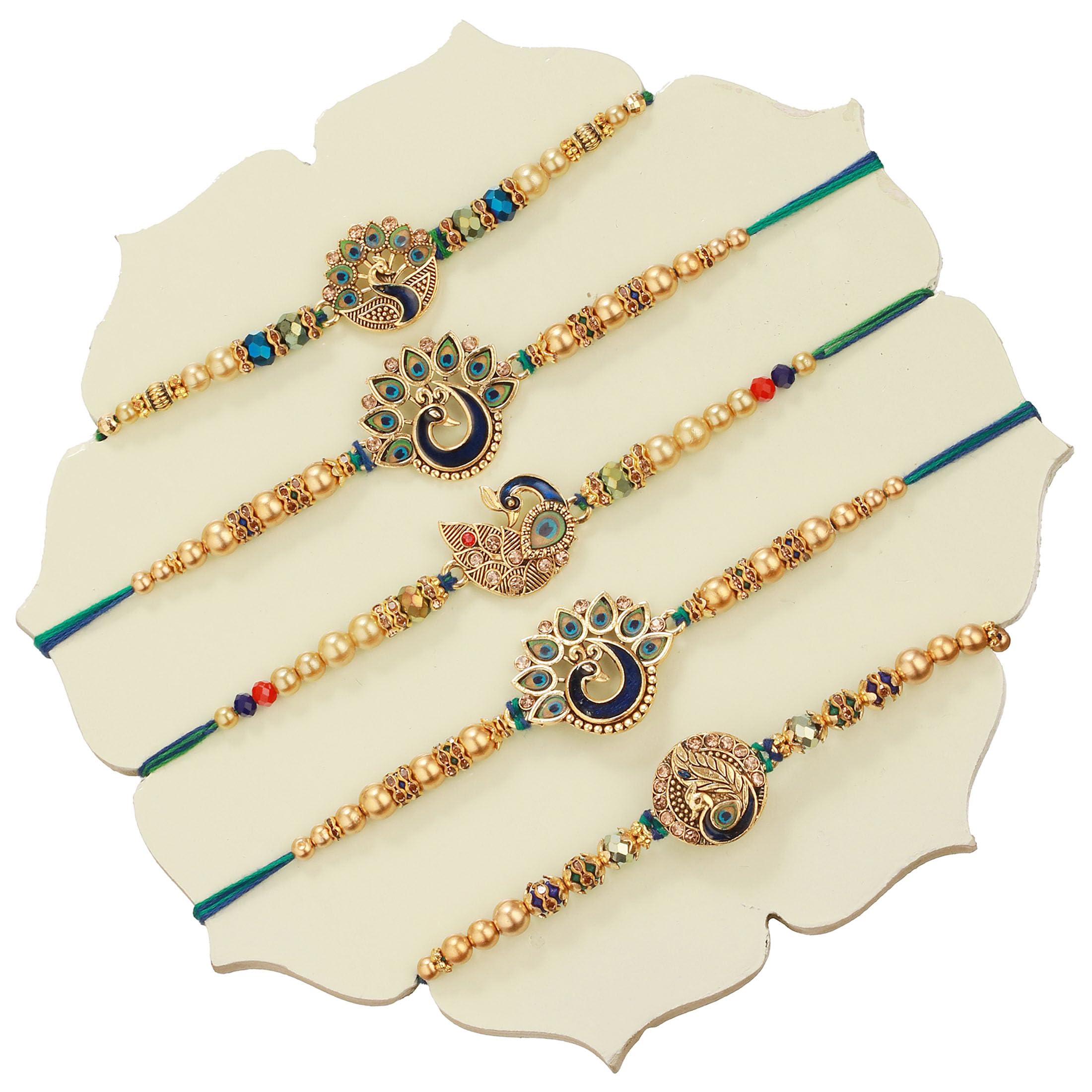 tied ribbons Rakhi for Brother - Premimum Rakhi Pack of 5 for Brother Bhaiya Kids Men Boys Bhai with Roli Chawal - Rakhis for Rakshabandhan-picture-1