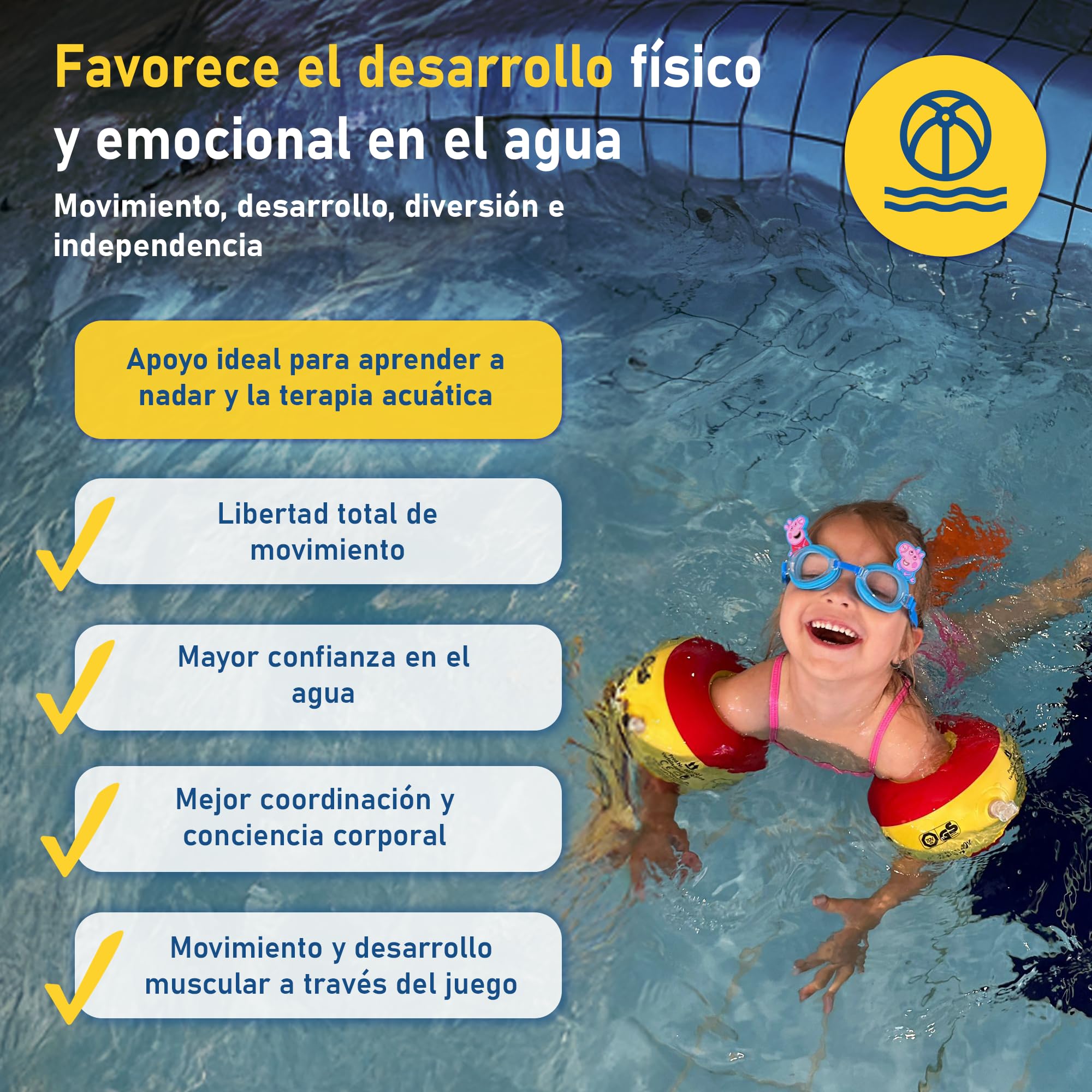 Braccioli da nuoto per bambini avanzati Cherek’s KraulQuappen fino a 30 kg Giallo-Rosso