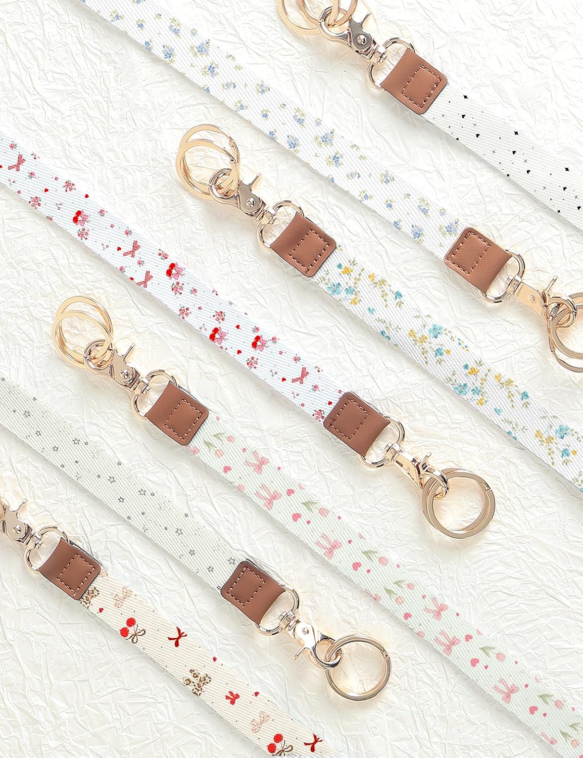 Badge Lanyard for Keys, Long Neck Strap with Metal Hook for ID Badges, Cute Flower Lanyard Keychain for Women - Image 6