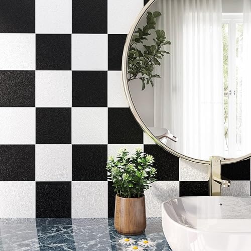 Miniatura 6 de Yenhome Papel de contacto blanco y negro para gabinetes, cajones, cocina, baño, papel tapiz texturizado de 17.7 x 200 pulgadas, papel tapiz a