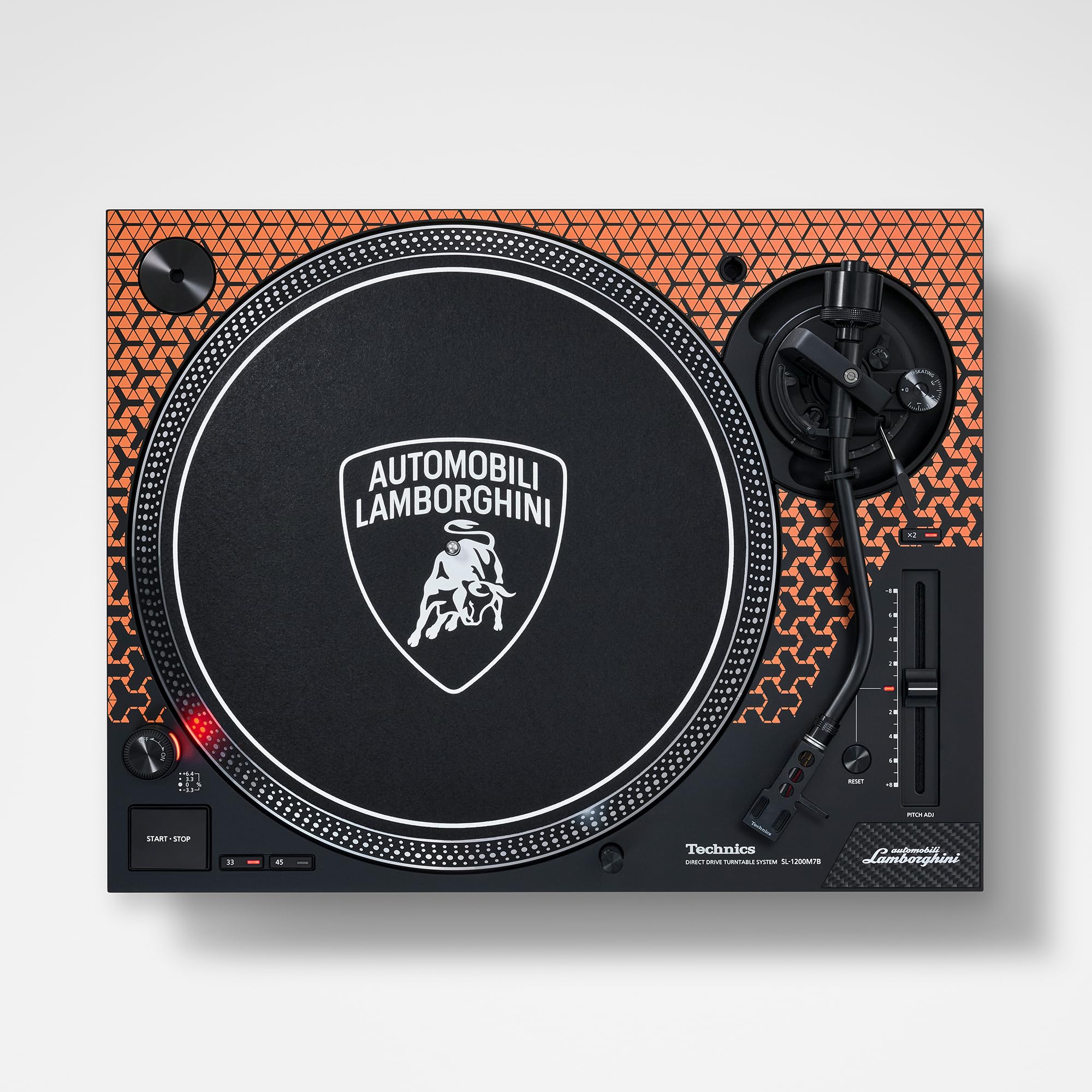 Technics SL-1200M7PBD Lamborghini Edition Système de Platine à entraînement Direct, Moteur sans Noyau, Lecteur Vinyle à 3 Vitesses, illuminateur de Stylet, Orange