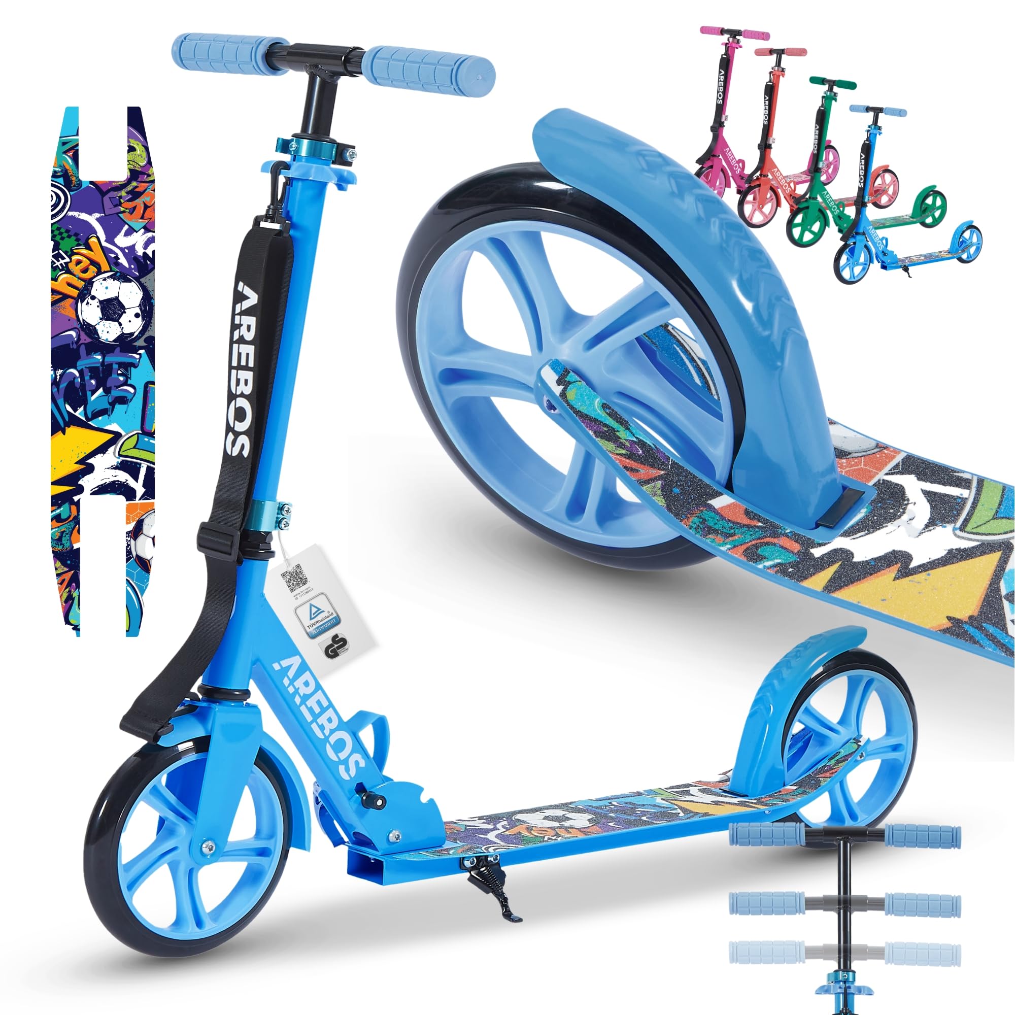 Patinete A Pedales Arebos Plegable - Ruedas XXL 200mm, Altura Ajustable, Hasta 100kg - Para Niños Y Adultos Patinete A Pedales Arebos Plegable - Ruedas XXL 200mm, Altura Ajustable, Hasta 100kg - Para Niños Y Adultos