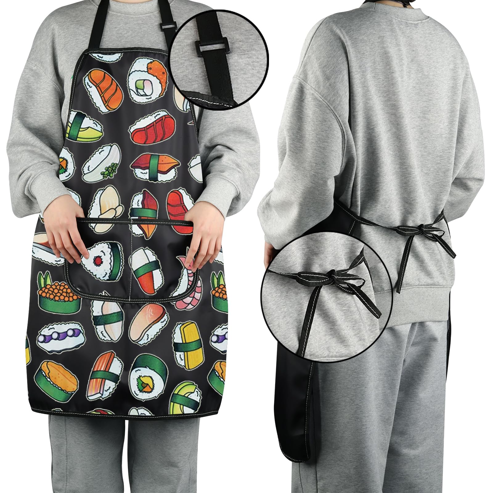G2TUP Sushi Dishes Apron With Pockets Japanese Food Lover Kitchen Gift Sushi Lover Gift