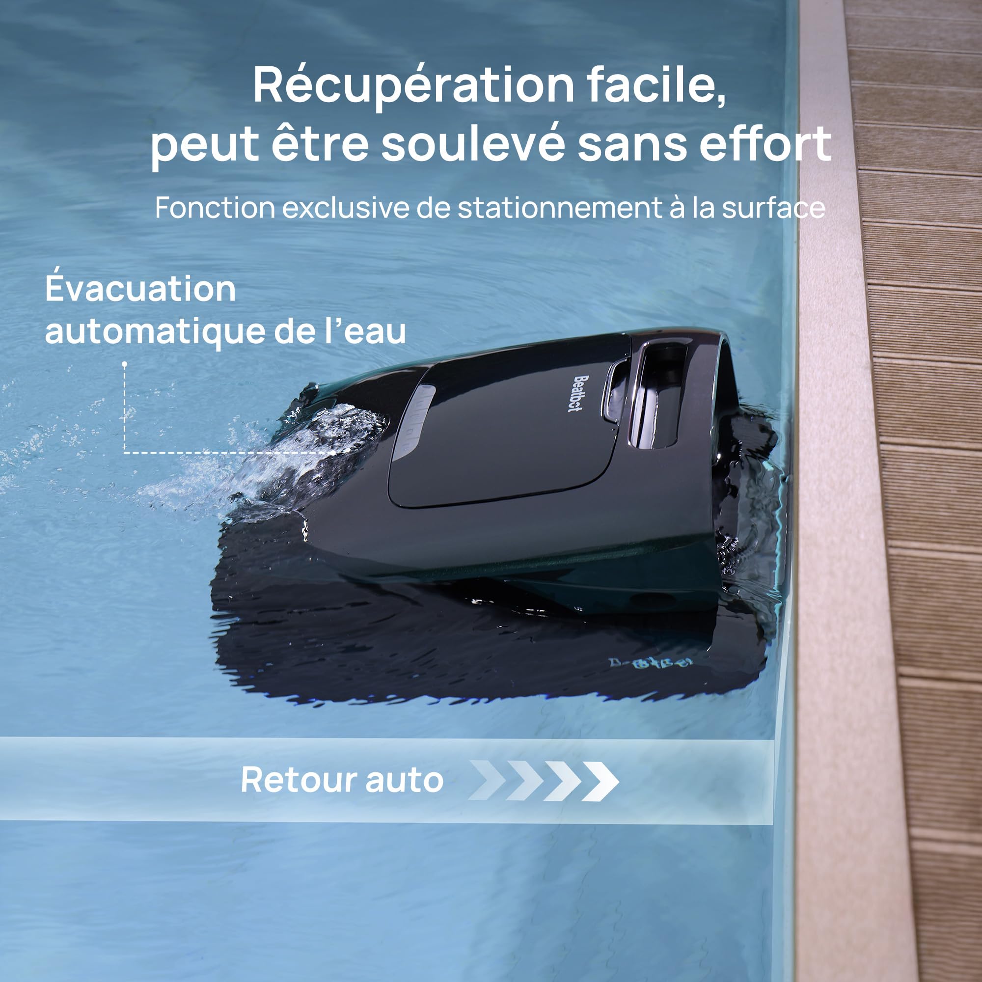 Beatbot AquaSense 2 Pro Robot de Piscine sans Fil, nettoie Fond, parois et Surface, clarifie l'eau, stationnement en Surface, Navigation Intelligente, jusqu'à 11 Heures, pour piscines jusqu'à 360 m²