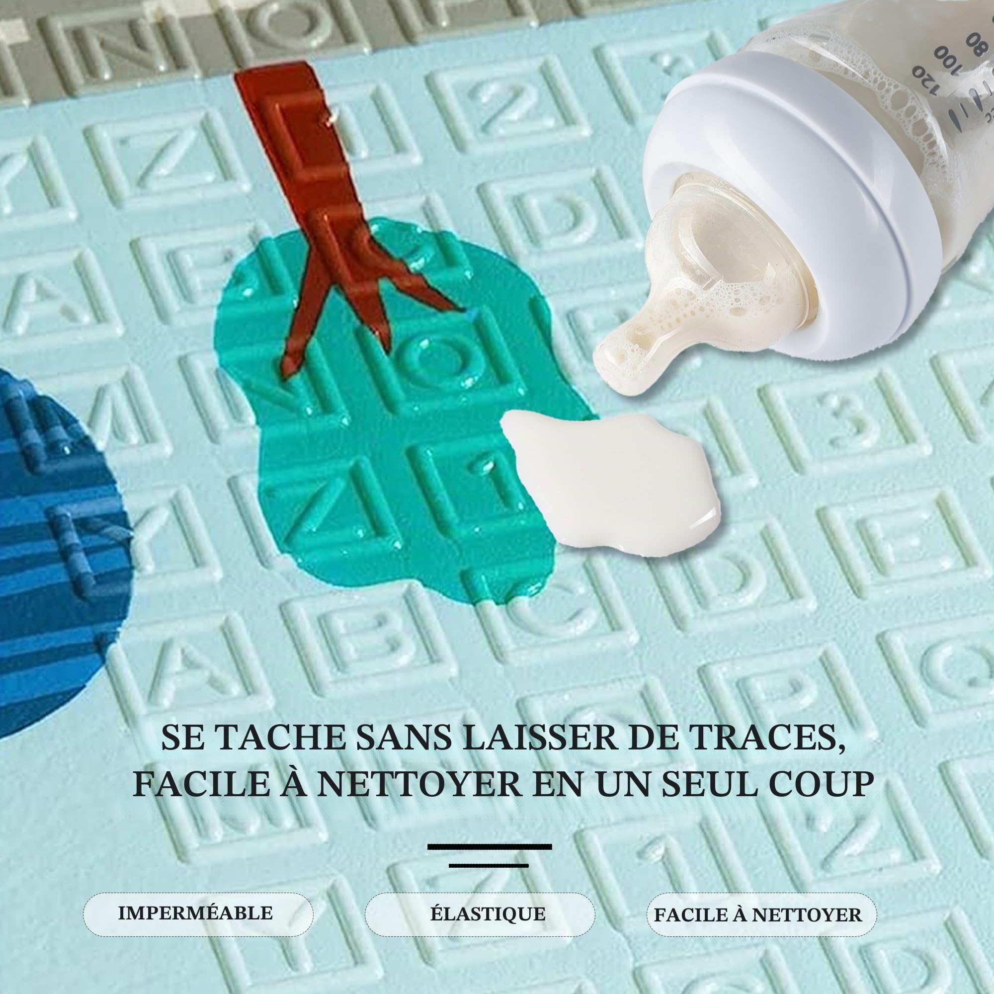 Grand tapis de jeu en mousse pour enfants, tout-petits, nourrissons, ultra épais, pliable, antidérapant, 79.8 cm x 200 cm, Trafic.