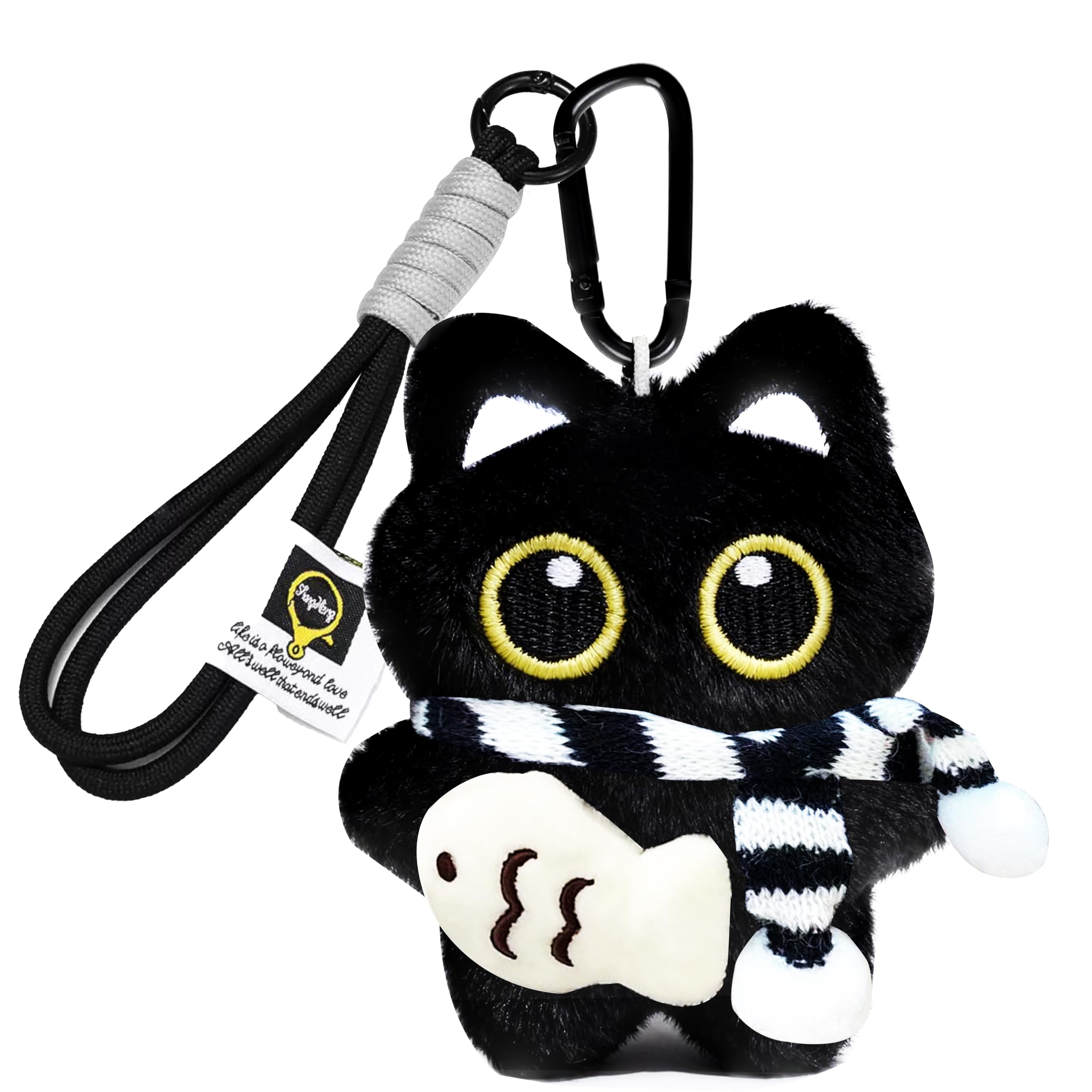 Baofuwan Katze Schlüsselanhänger Süß, Liebenswerter 3D Katze Taschen Anhänger, Flauschiger Plüsch Anhänger, Katze Schlüsselanhänger Einzigartig, Perfekt Geschenk，1 Verpackung