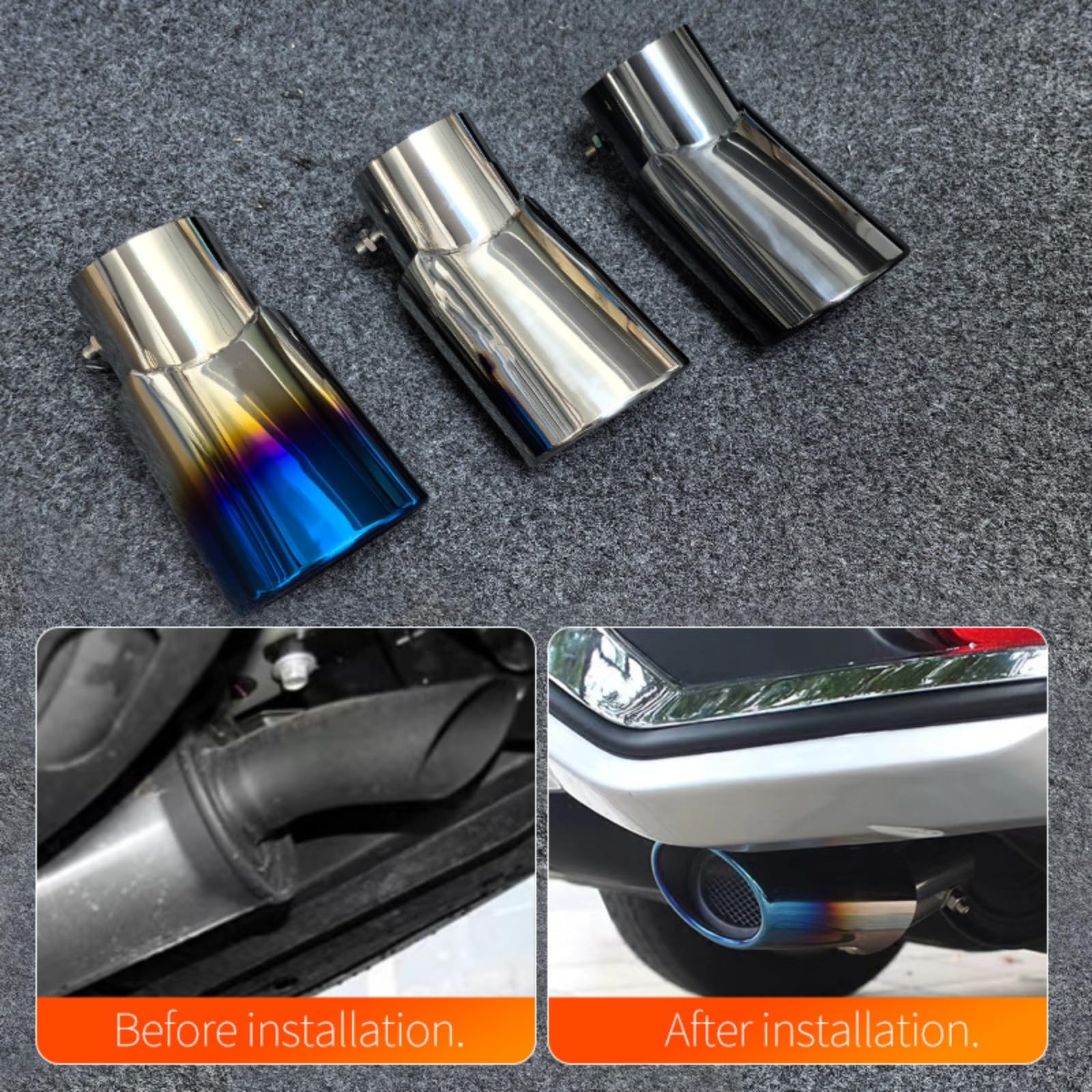 Tubo di Scarico per Land Rover Range Rover Sport 2005-2010, Terminali di Scarico AntiGraffio Marmitta Terminale dell'automobile Accessori,Titanium Black