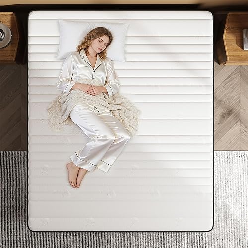 Miniatura 4 de Colchón híbrido tamaño matrimonial, colchón híbrido de 12 pulgadas con resortes embolsados y espuma viscoelástica, soporte firme medio, aislamiento