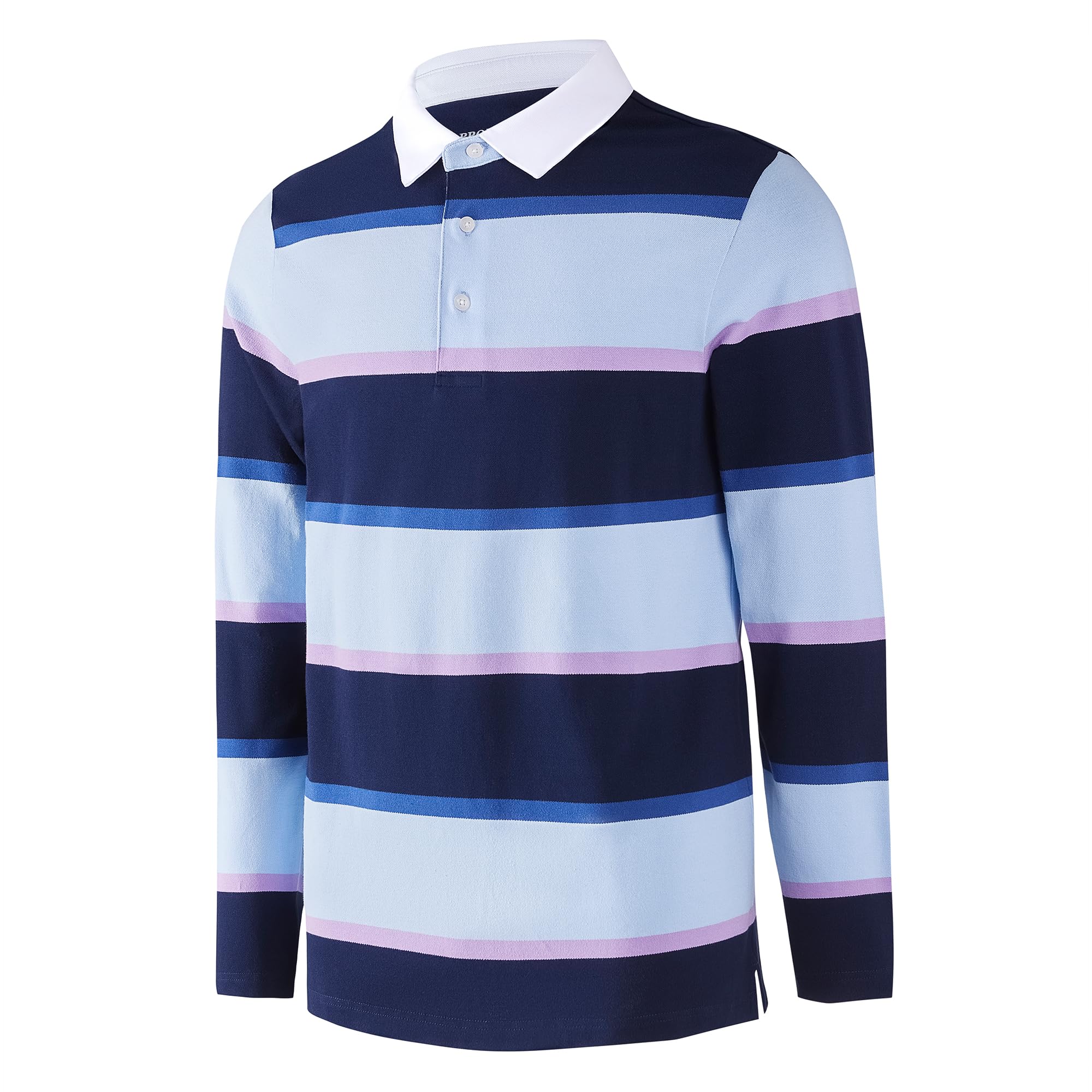 Herren-Polo-Shirt, langärmelig, gestreift, trockene Passform, lässiger Kragen, Piqué-Golf-Poloshirts für Herren