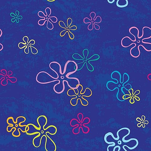 RoomMates Spongebob Squarepants Floral Blue Peel and Stick Wallpaper, RMWS1369