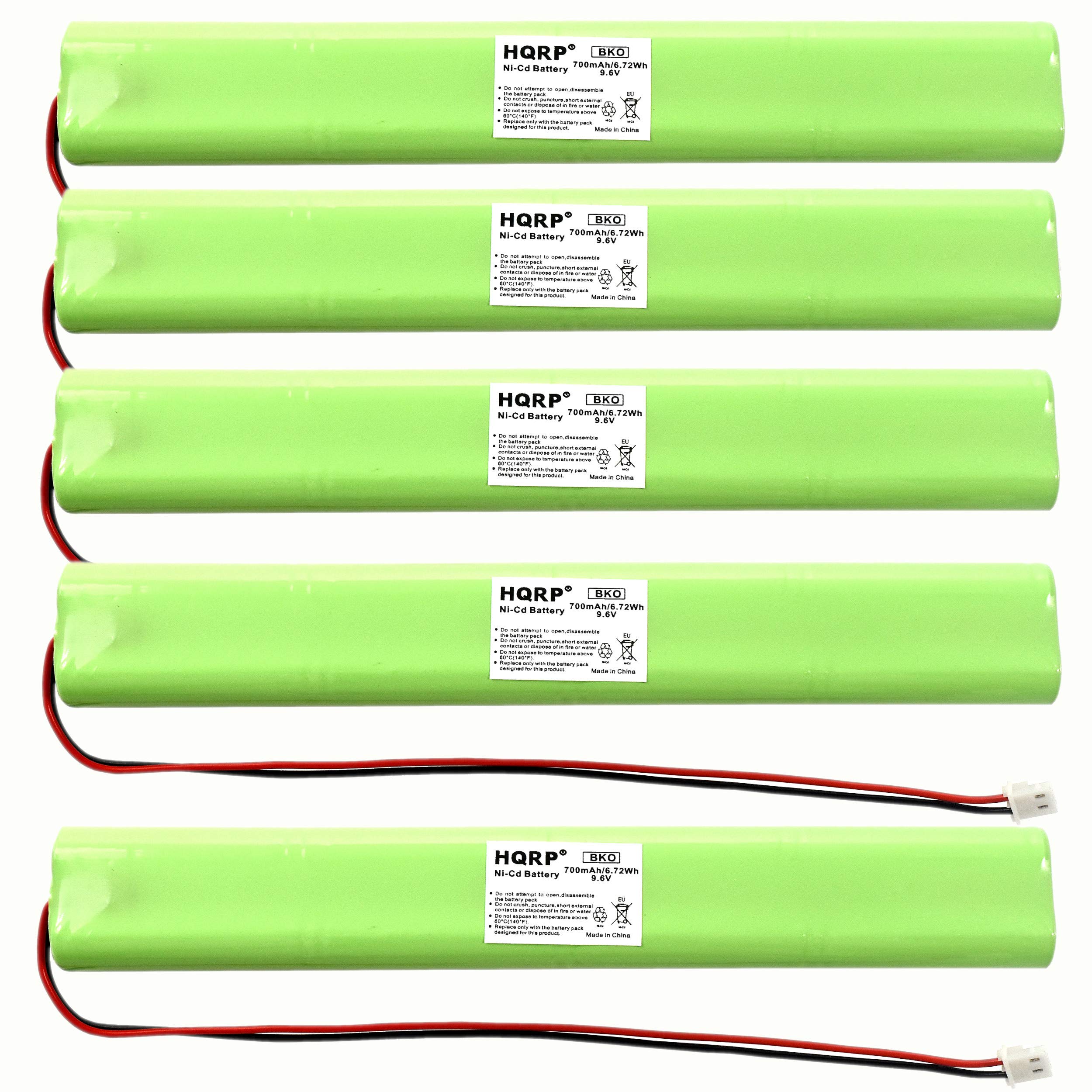HQRP5-Pack Emergency Exit Light Battery Compatible with Unitech BBAT0043A Lithonia ELB-B003 ELB-B004 BAT9.6V700 AA700MAH AA900MAH 9.6v 700mAh Ni-CD BBATOO43A