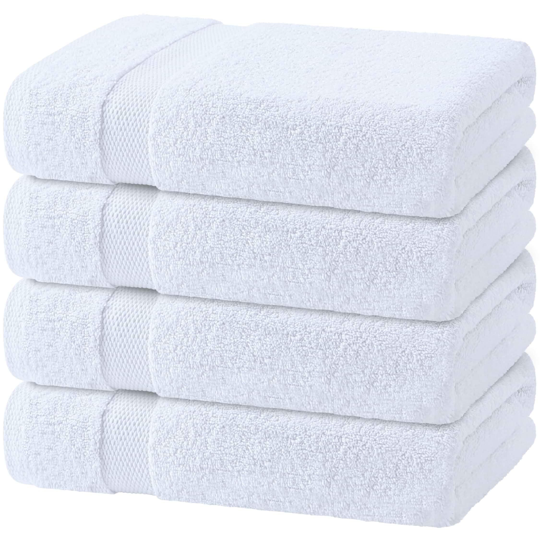 Wealuxe White Bath Towels Set of 4-27x54, 100% Ring-Spun Cotton 650 GSM Extra Absorbent, High Quality Soft Towels for Bathroom, Shower, Hotel, Spa