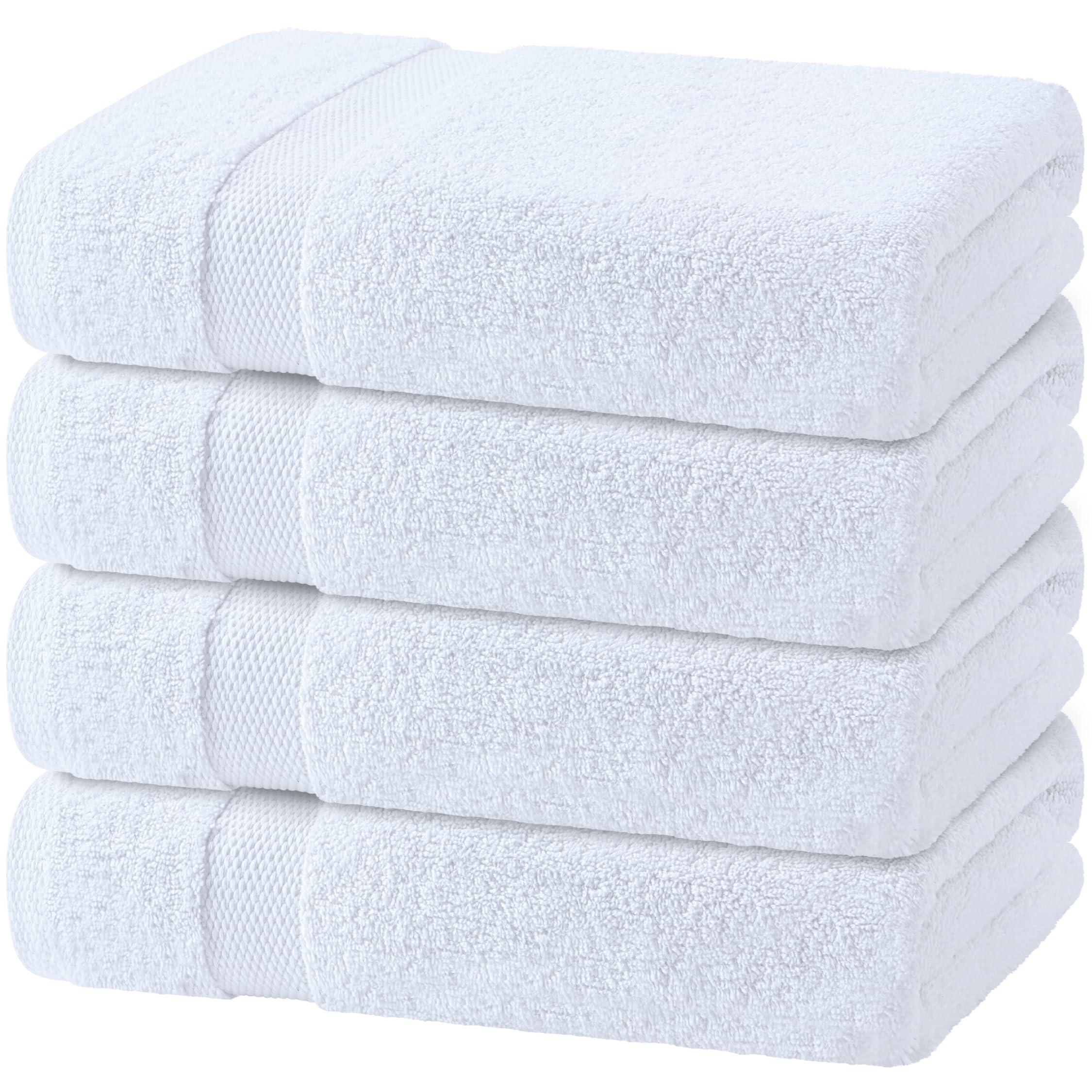 Classic Accessories WhiteClassic bawełniane ręczniki kąpielowe do hotelu-spa basenu-siłowni - łazienki - bardzo miękkie chłonne ręczniki z pierścieniami - 4 opakowania - białe - 68 x 130 cm (biały, 4)