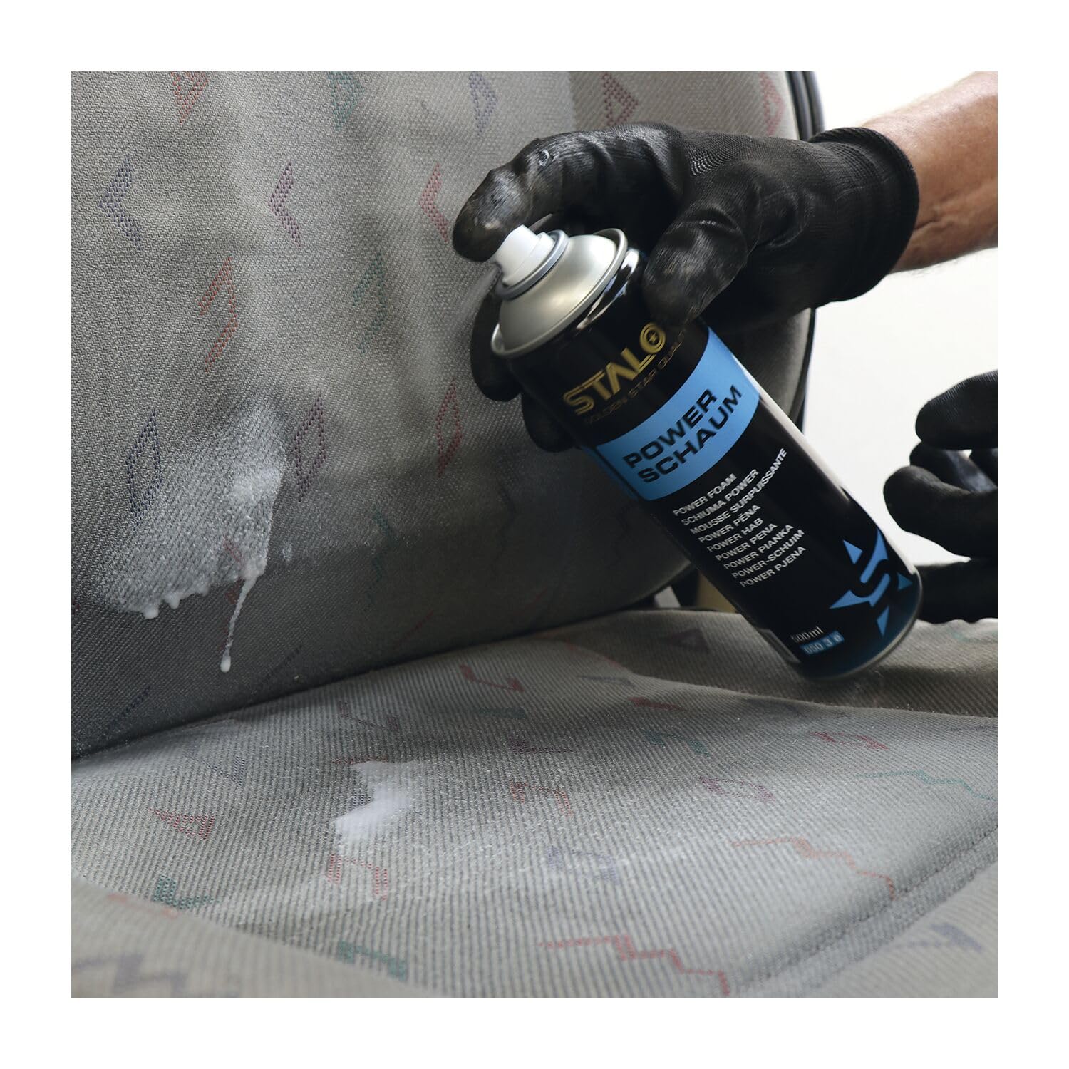Staloc Powerschaum Set - Universal Schaumreiniger für hartnäckige Verschmutzungen, Allzweckreiniger Spray - 3x Reinigungsspray + 1x Mikrofasertuch