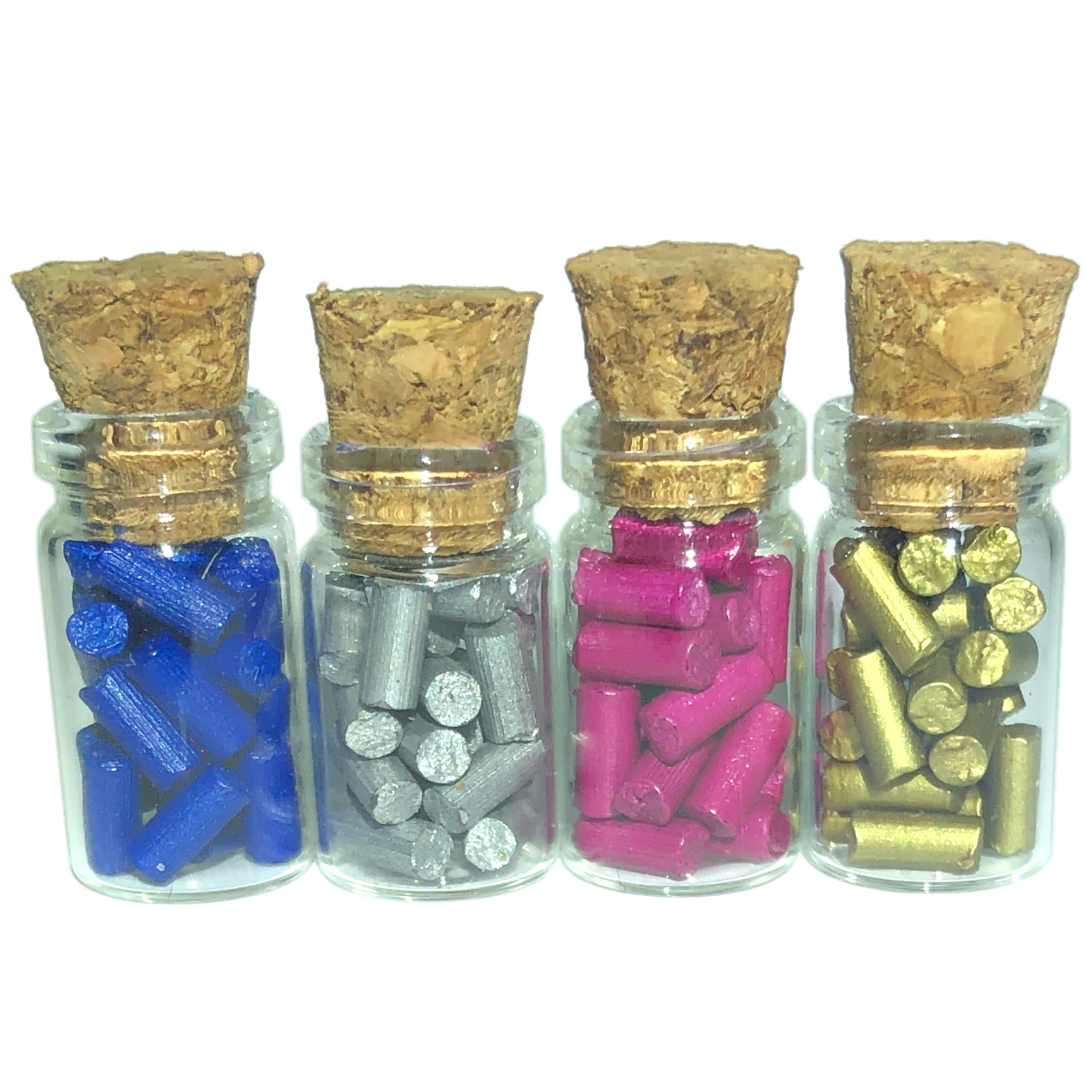 RED DAMORE 80 x Lighter Flints in 4 x Glass Jars Lighter Flint - Blue, Gold, Magenta, Silver