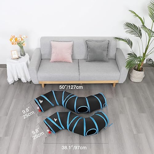 Miniatura 5 de Pawaboo Juguetes para gatos, túnel para gatos, túneles en forma de S, 9.8 x 38.2 in, extensible, plegable, tienda de campaña interactiva, laberinto,