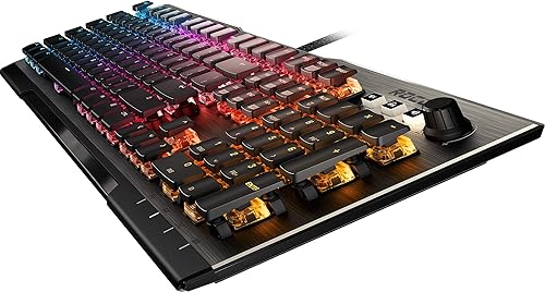 Vista 3 de ROCCAT Vulcan 100 AIMO Teclado mecánico para juegos de PC iluminación RGB silencioso iluminación LED por tecla interruptores marrones placa superior