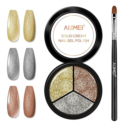 AIJIMEI Esmalte de uñas sólido 3 en 1, esmalte de uñas en gel sólido, esmalte en gel sólido crema para pintura de uñas, gel semipermanente para el