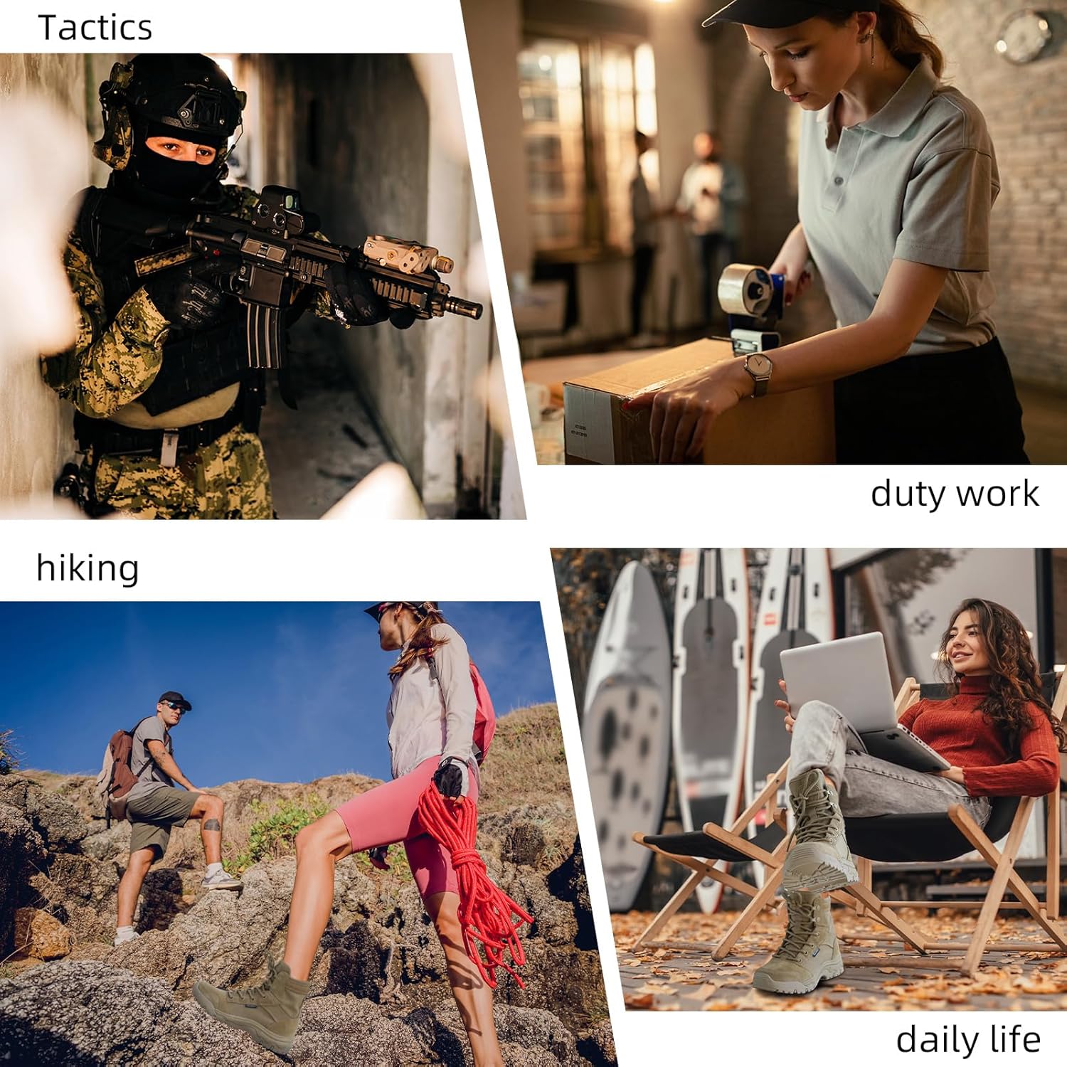 Women's 6 Inch Lightweight Tactical Combat Boots - Army Desert Boots - Image 2