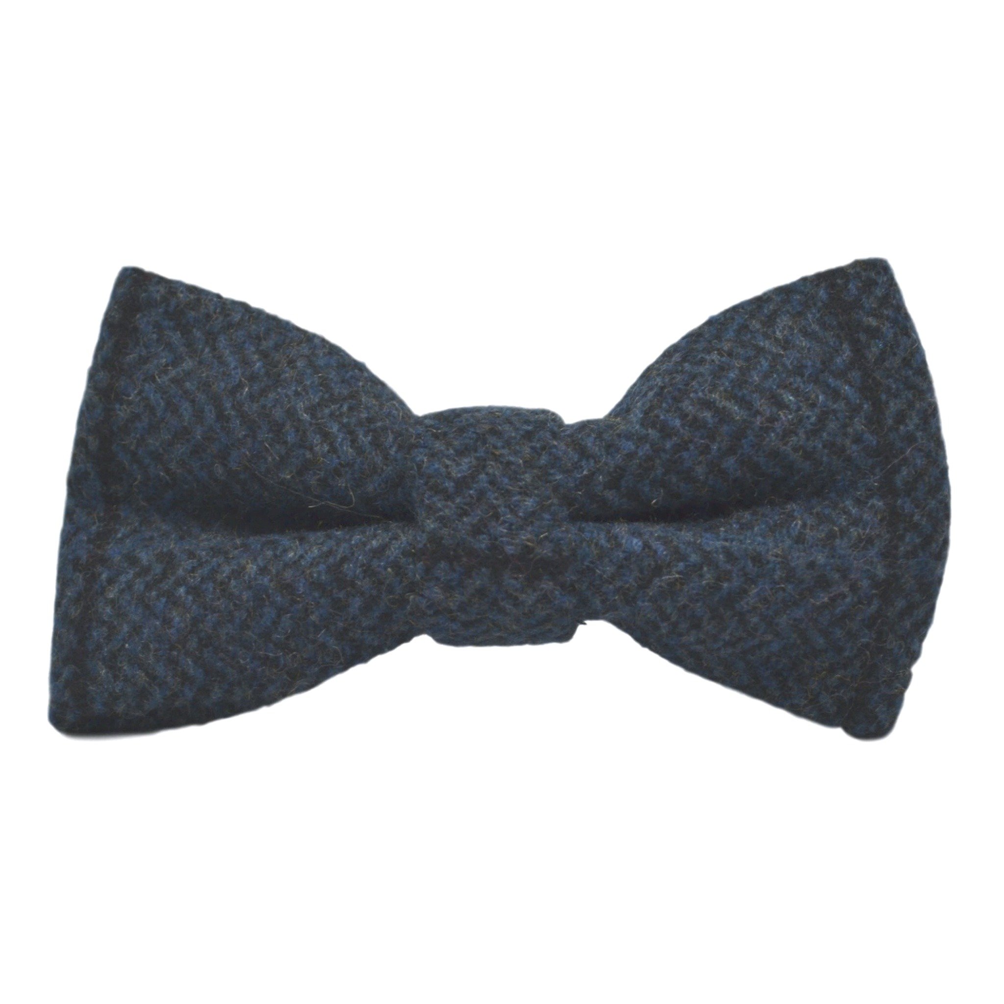 King & Priory Boys Aegean Blue Herringbone Check Pre-Tied Bow Tie, Tweed