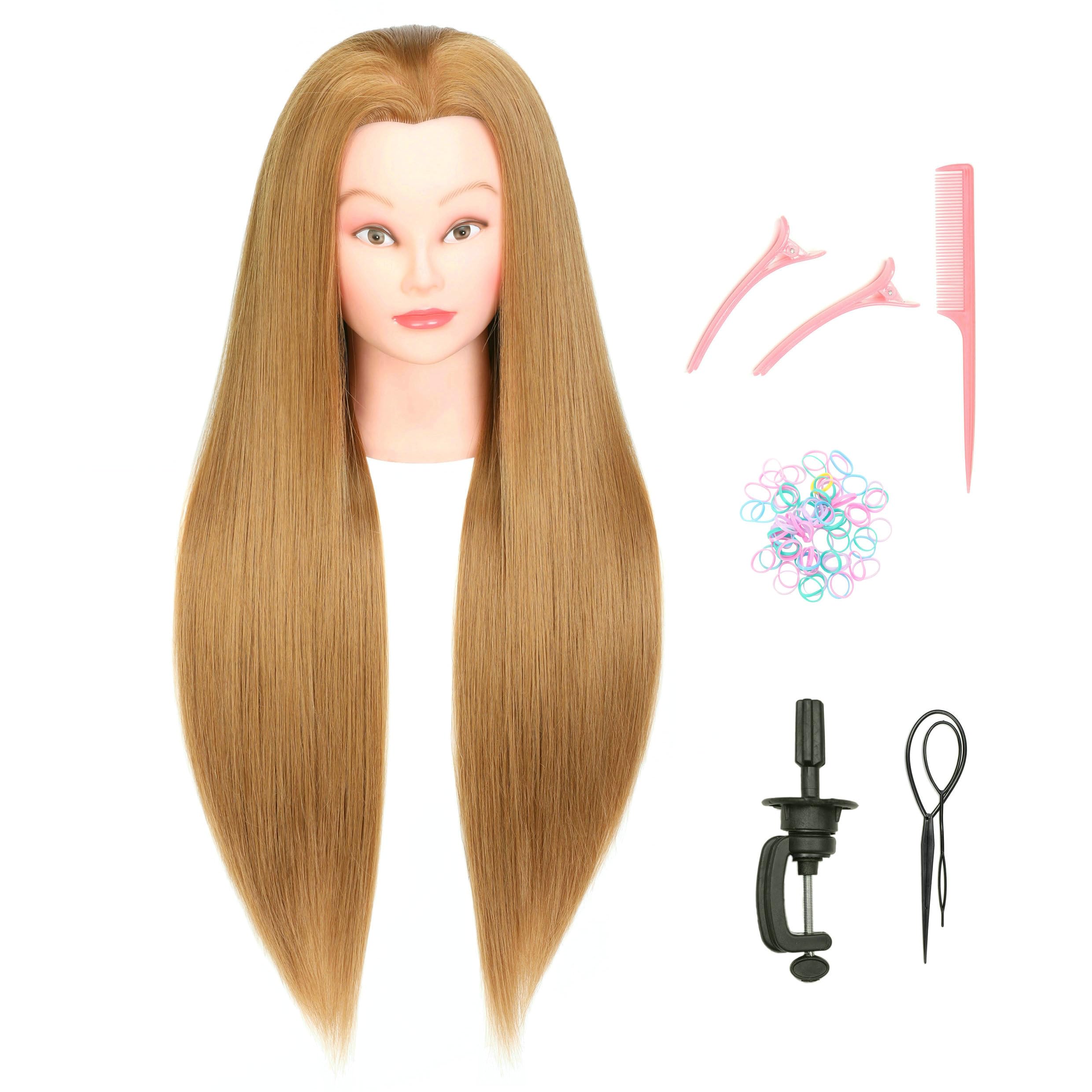 FUTAI Mannequin Head 30 inches Long 80% Real Human Hair Manikin Doll Style Head for Braiding Styling Updos Curling Cutting Practice Cosmetology