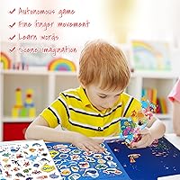 Vista 6 de ASTARON Libro de calcomanías reutilizables para niños pequeños, 88 calcomanías oceánicas, actividades de viaje por carretera, actividades