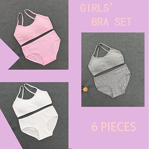 Miniatura 4 de Conjunto de ropa interior para niñas, sujetadores de entrenamiento para niñas con brasier de entrenamiento para niñas hipster, conjunto de bralette