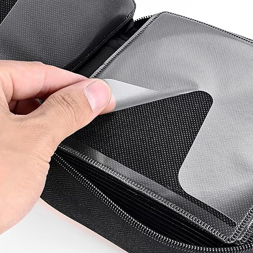 Miniatura 5 de UENTIP Funda de nailon para CDDVD para coche, cartera de CD, bolsa de almacenamiento de CD con cremallera portátil para viajes en el hogar (48