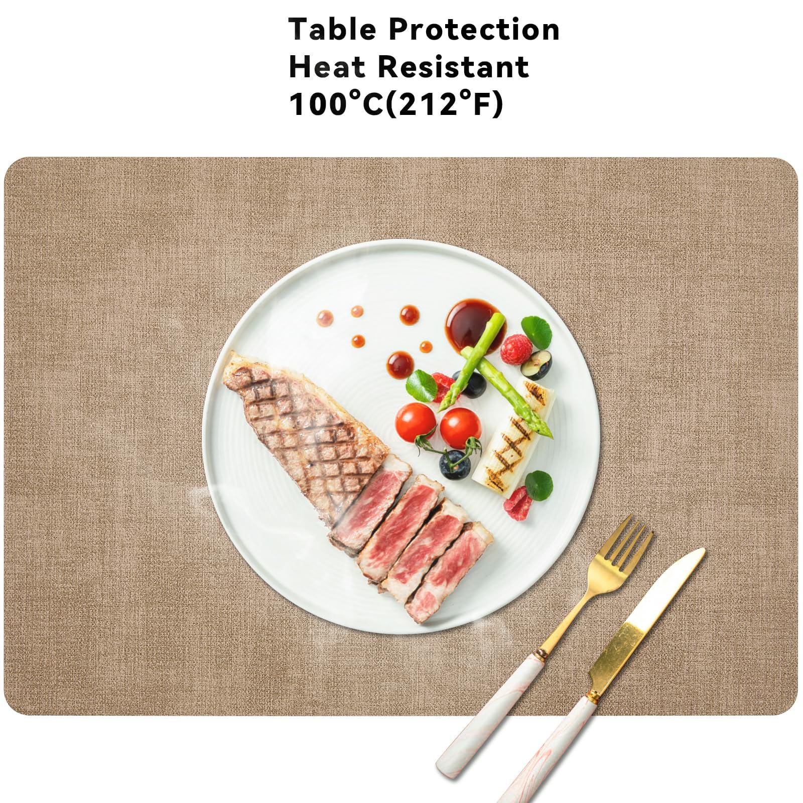 Myir JUN Tovagliette Americane lavabilie Sottobicchieri Set di 6, Tovaglietta Americana Bifacciale Antiscivolo Impermeabile Tovagliette Colazione Plastica Facile Pulire Tovagliette Americana