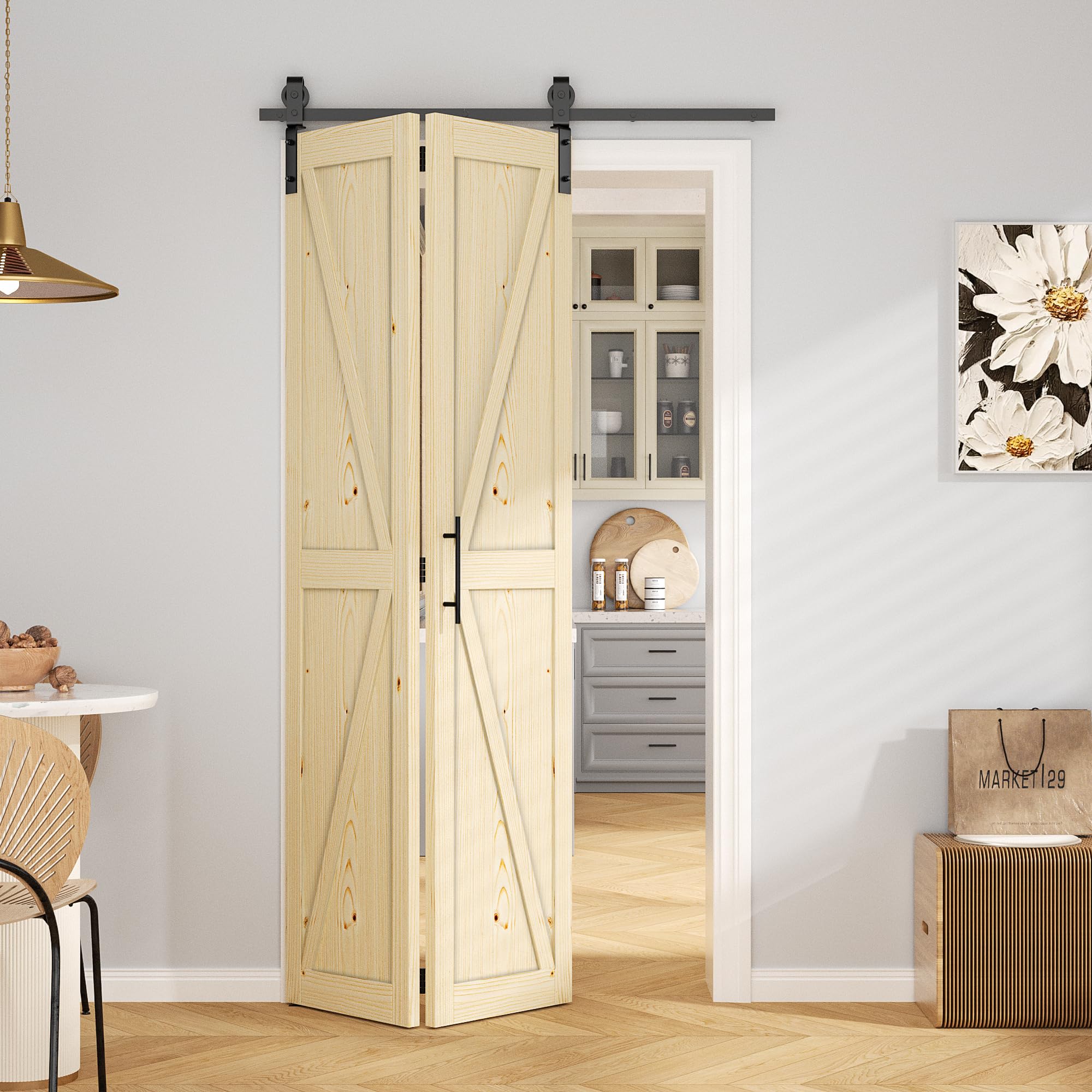 ROOMTEC Bifold Closet Door with Hardware Kit, 36x84 Inch Solid