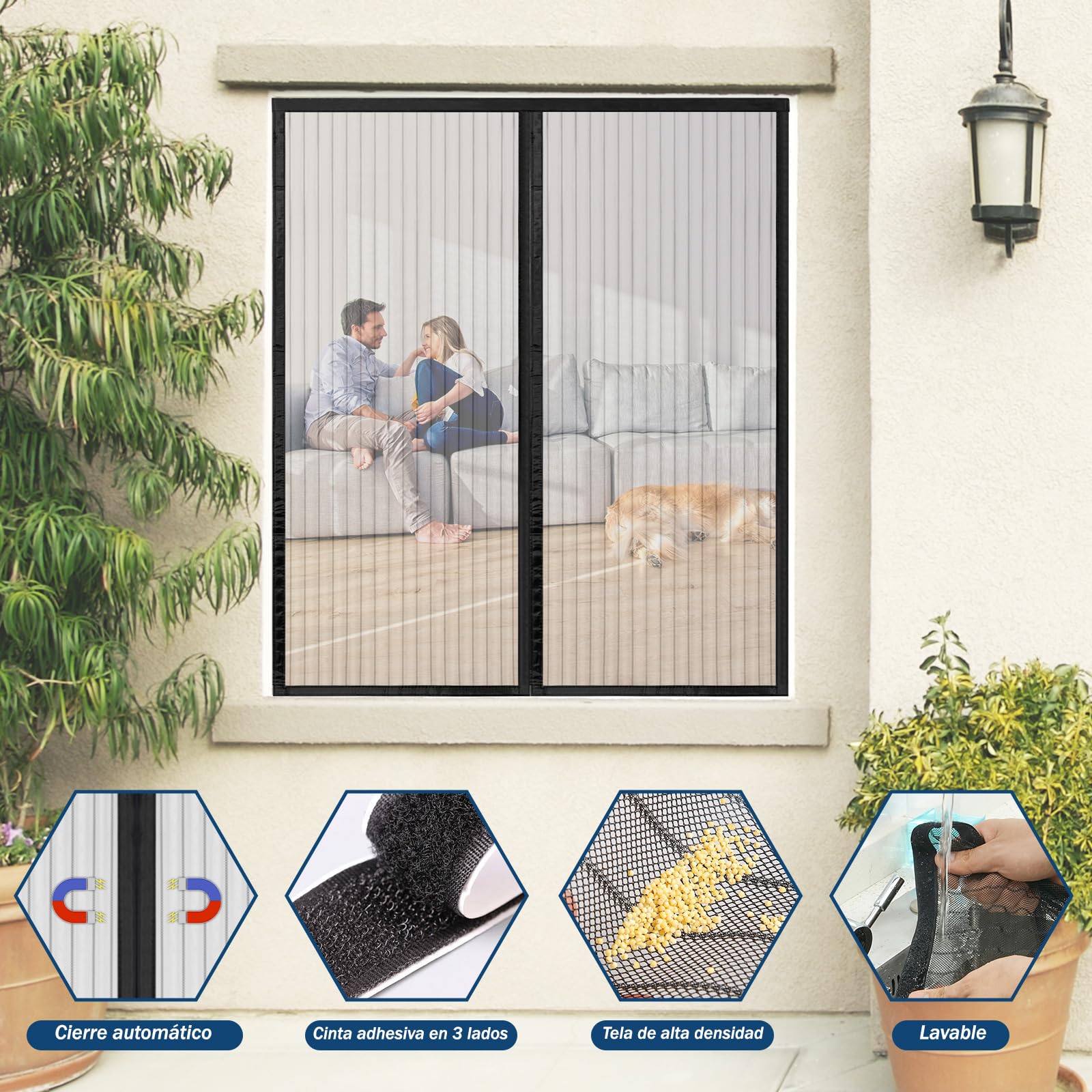 Mosquitera Ventana Magnetica 130x130cm, Mosquitera para La Ventana, Sin Taladrar, Malla Ultrafina, para la Mayoría de los Tipos de Ventanas, Negro - 2