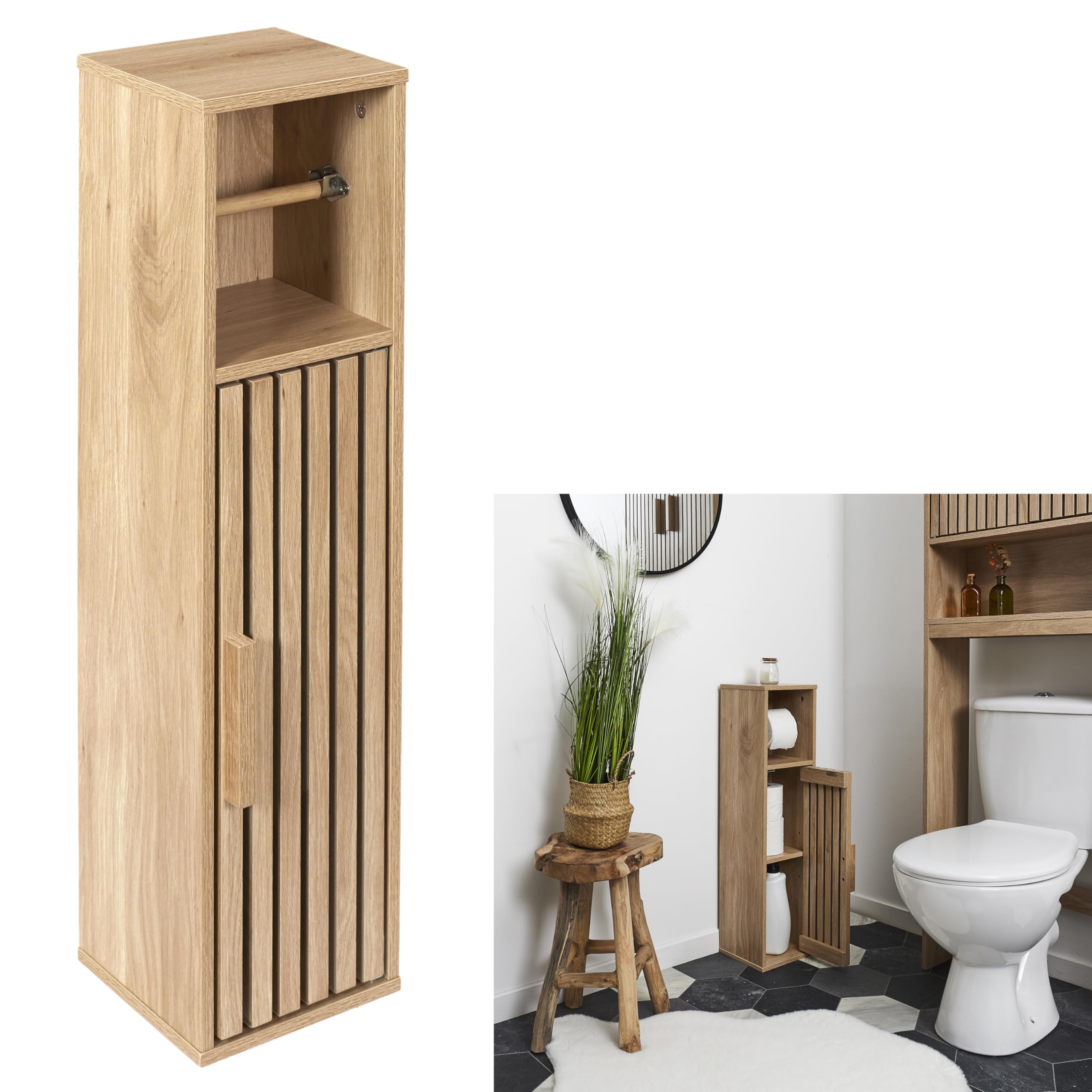 Home Deco Factory Toiletrolhouder/reserverolhouder klaus staand hout