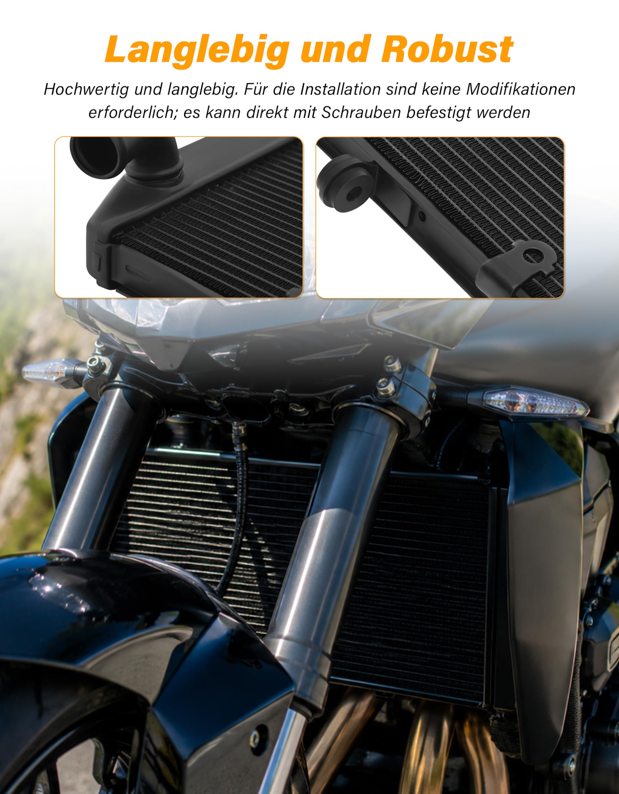 Refroidisseur de moto compatible avec Kawasaki Z750 2007-2010 Z800 2013-2016 Z1000 2007-2009