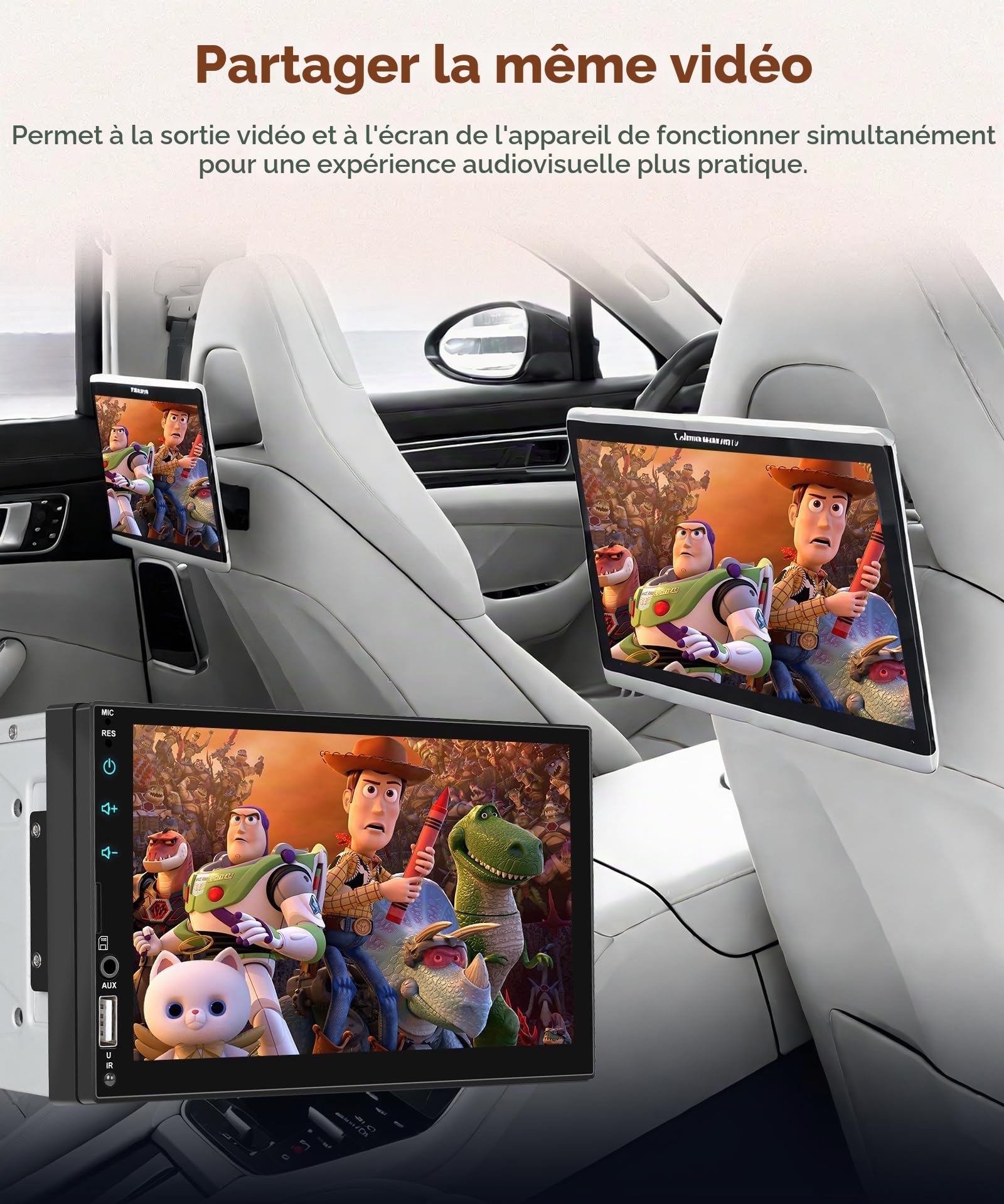 Rimoody Sans Fil Carplay Autoradio 2 Din avec DAB Adaptateur Android Auto iOS/Android Mirror Link 7 Pouces Écran Tactile Autoradio Bluetooth FM Radio DAB+/DAB/USB/EQ Commande au Volant Caméra de Recul