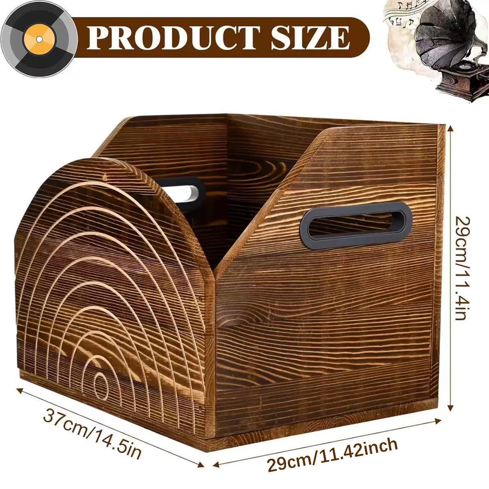 Porta Dischi in Vinile, Cubo Porta Album in Legno, Multiuso, Da Tavolo