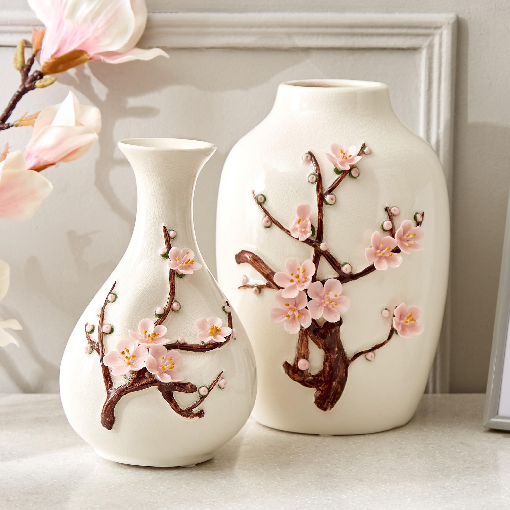 セレディン＆ヴァシリエフSeredin&Vasiliev 刺繍シースルーホワイト Buy Home Centre Splendid Senorita Shizue Ceramic Floral Vase