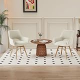 WAFTING Chaise Pivotante 360°Salle à Manger Lot de 4, Pieds en Bois, Beige - 6