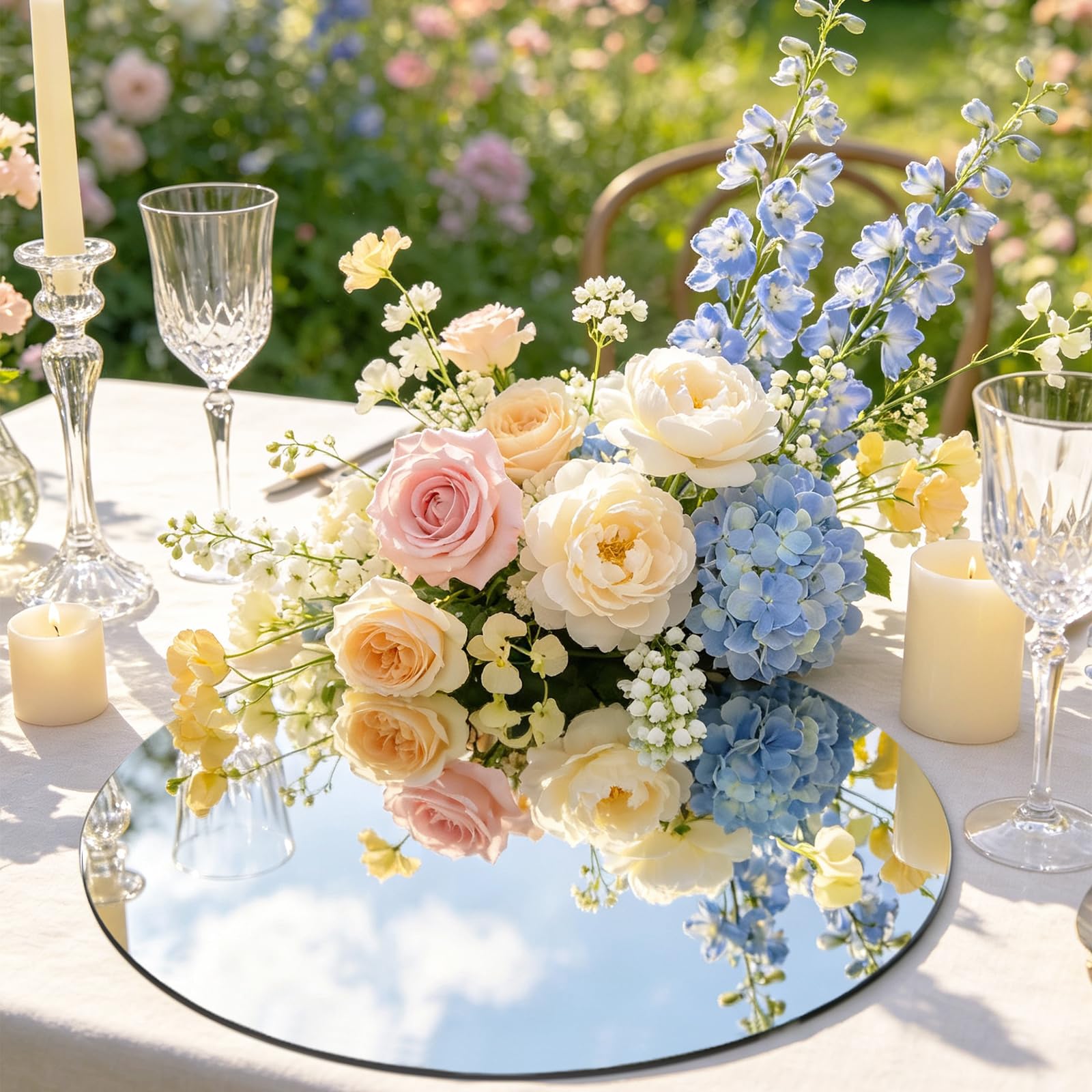 Confezione da 10 centrotavola rotondi a specchio per decorazioni da tavolo, 30,5 cm, in acrilico, per candele, decorazione da parete