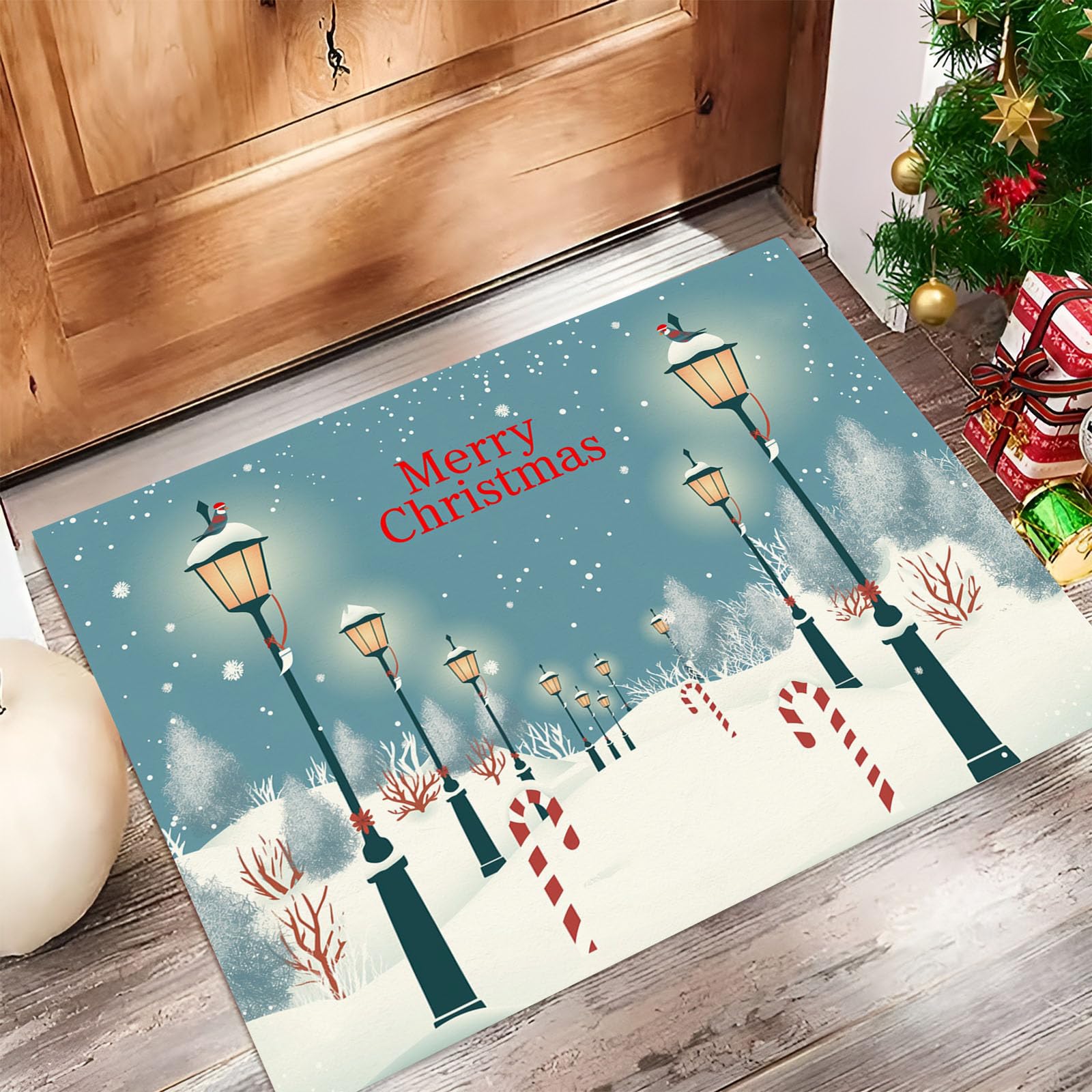 Noël tapis entree interieur bleu clair 60x90cm pour une decoration d hiver